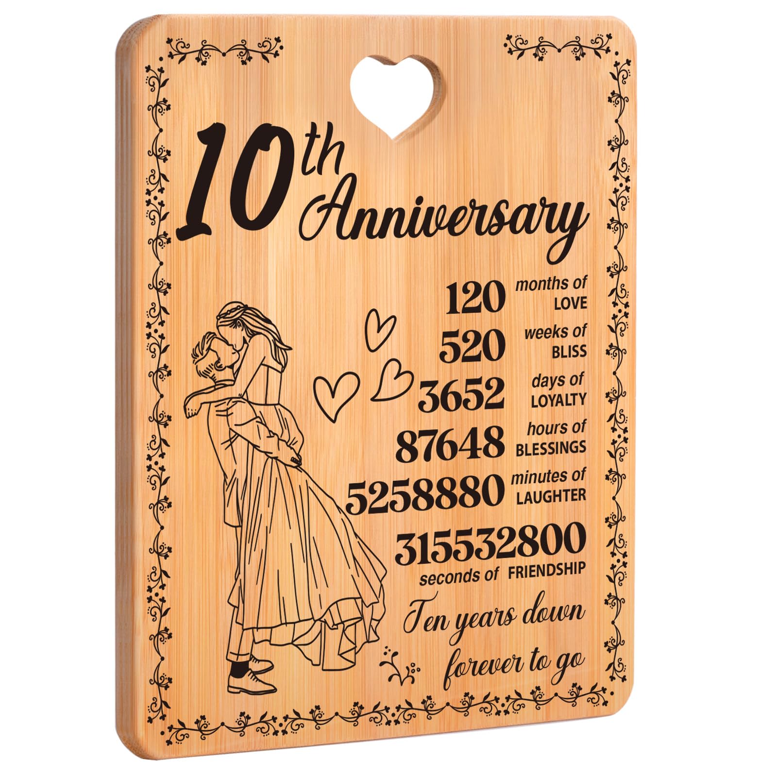 Targa In Legno Per 2° Anniversario - Regalo Coppia, Design Romantico, Diametro 15cm, Legno Massello - Foto 9