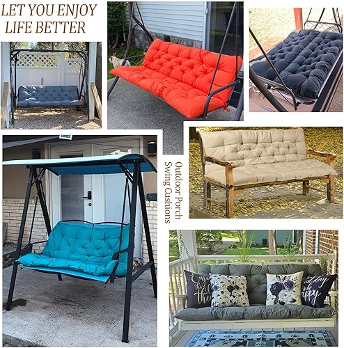 Miniatura 4 de Cojines para columpio de 2 a 3 plazas, 60 x 40 pulgadas, cojines gruesos para columpio de porche de 4 pulgadas, cojín de banco impermeable con