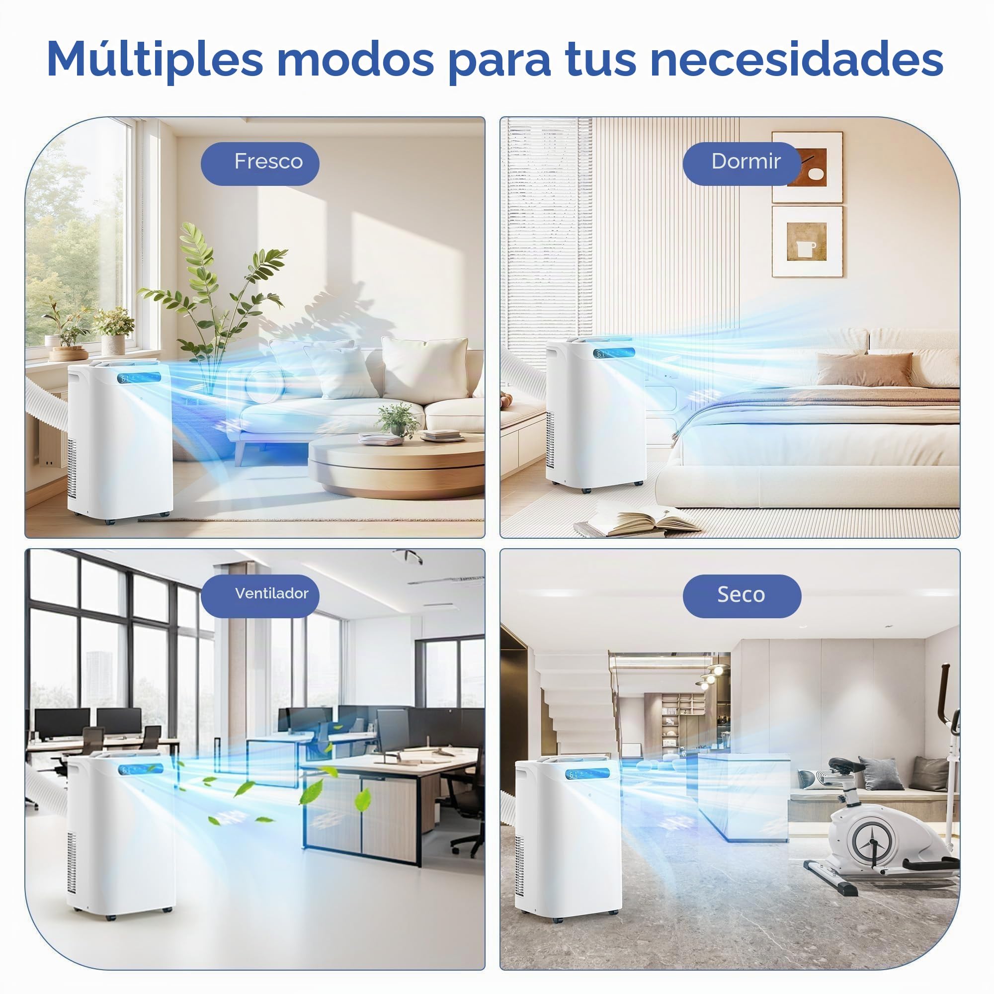 Aire acondicionado portátil de 14000 BTU, refresca hasta 700 pies cuadrados, unidad de CA portátil con control remoto, refrigeración 4 en 1, ventilador, deshumidificación, modo de sueño y kits de