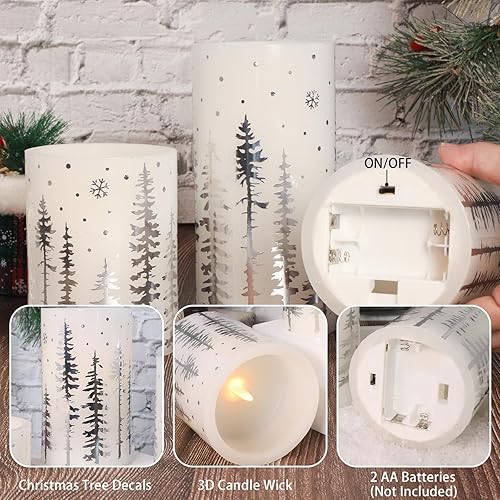 Miniatura 3 de CRYSTAL CLUB Velas de Navidad sin llama, velas LED de día festivo, funciona con pilas con control remoto y temporizador, vela LED realista con