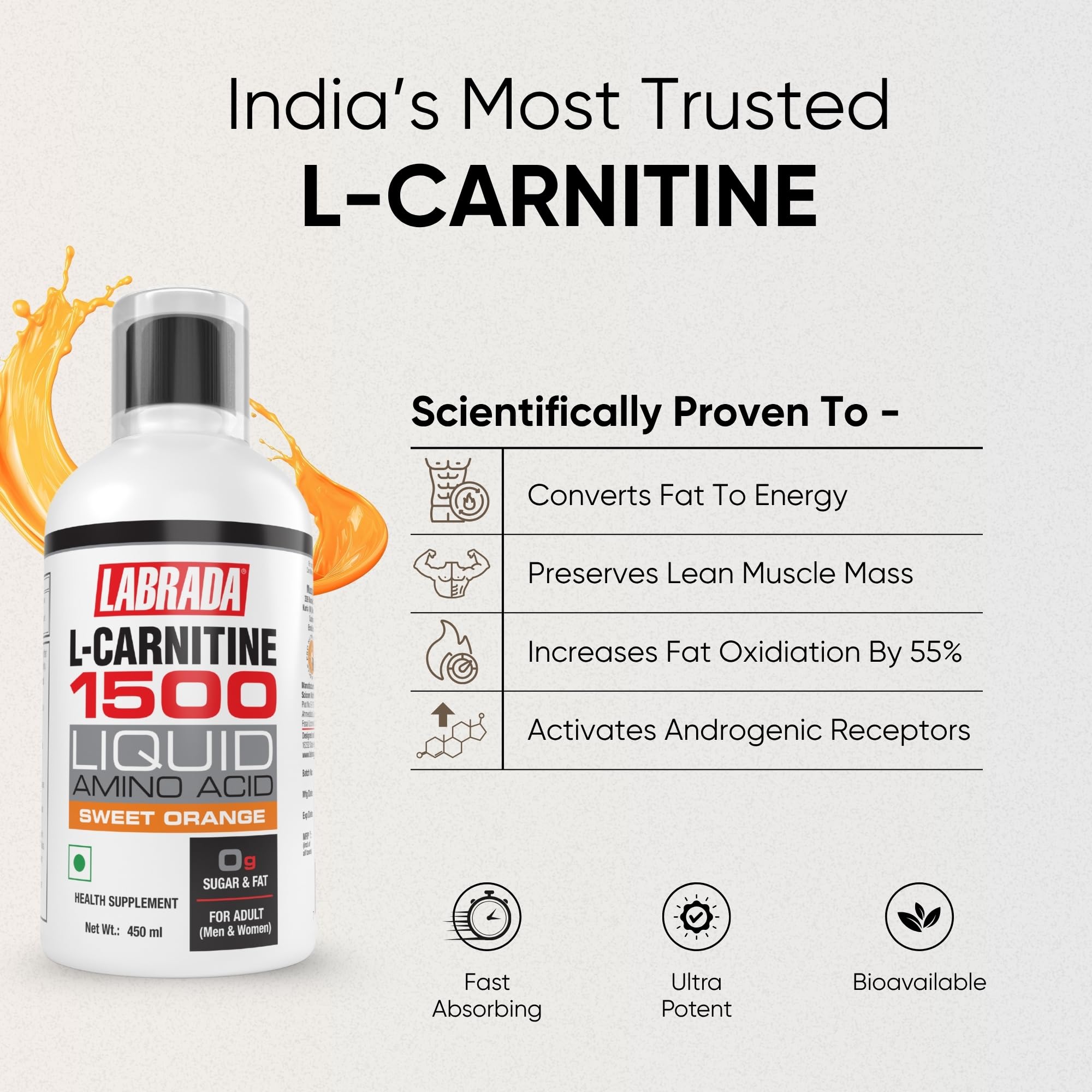 Labrada L-Carnitine 450 Ml |1500 Mg Liquid Amino Acid With 0 G Sugar — Amazon image 6