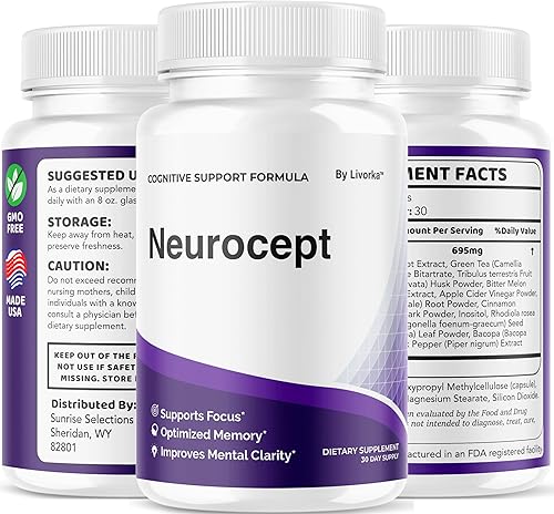 Miniatura 9 de Neurocept - Cápsulas de suplemento cerebral oficial Neuro cept Brain & Memory Focus Support Advanced Formula, Neurocept Pills apoyo diario para la