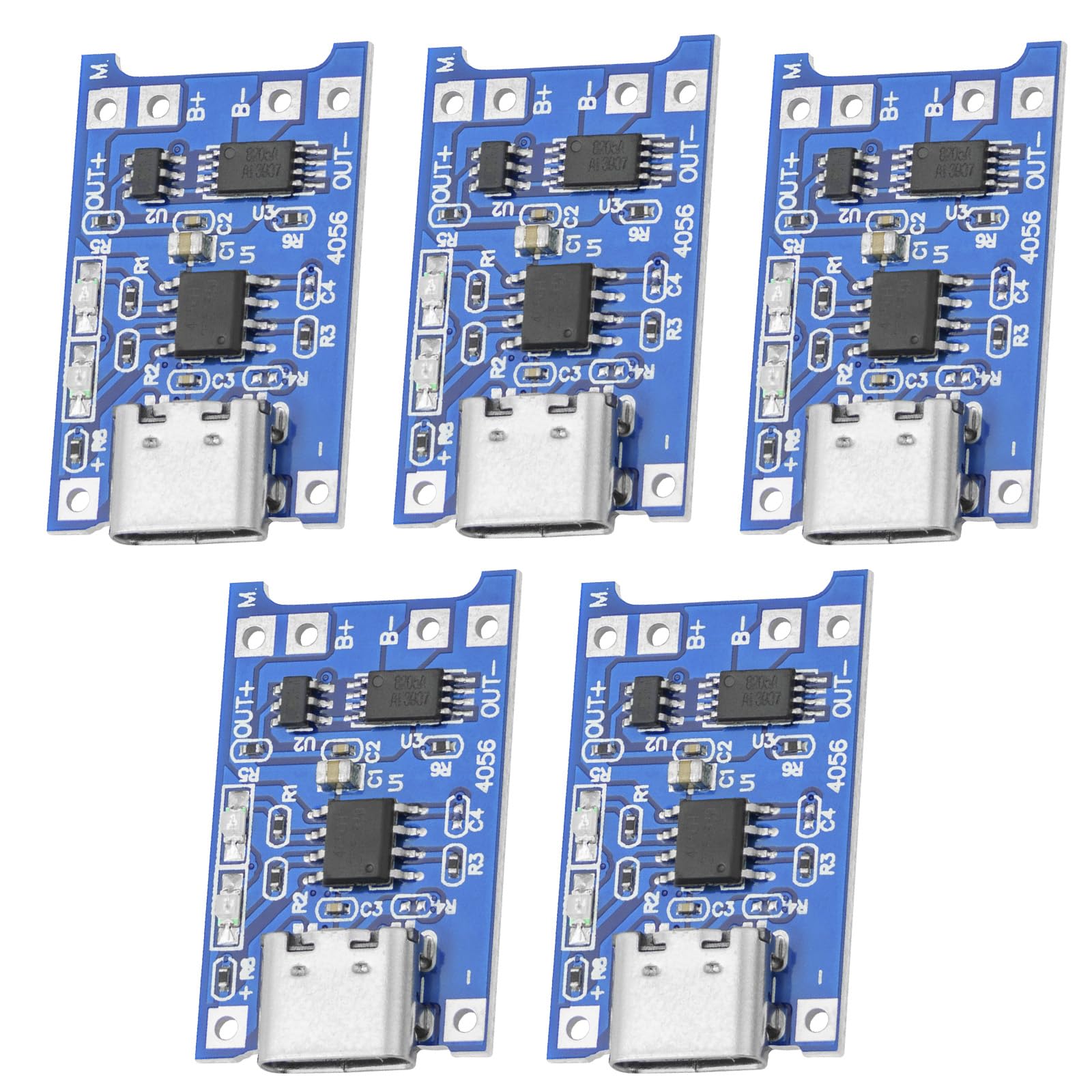 AZDelivery 5X TP4056 moduł ładowania akumulatora – USB typ C, obwód ochronny, wskaźniki LED – niezbędny do baterii litowo-jonowych lub LiPo