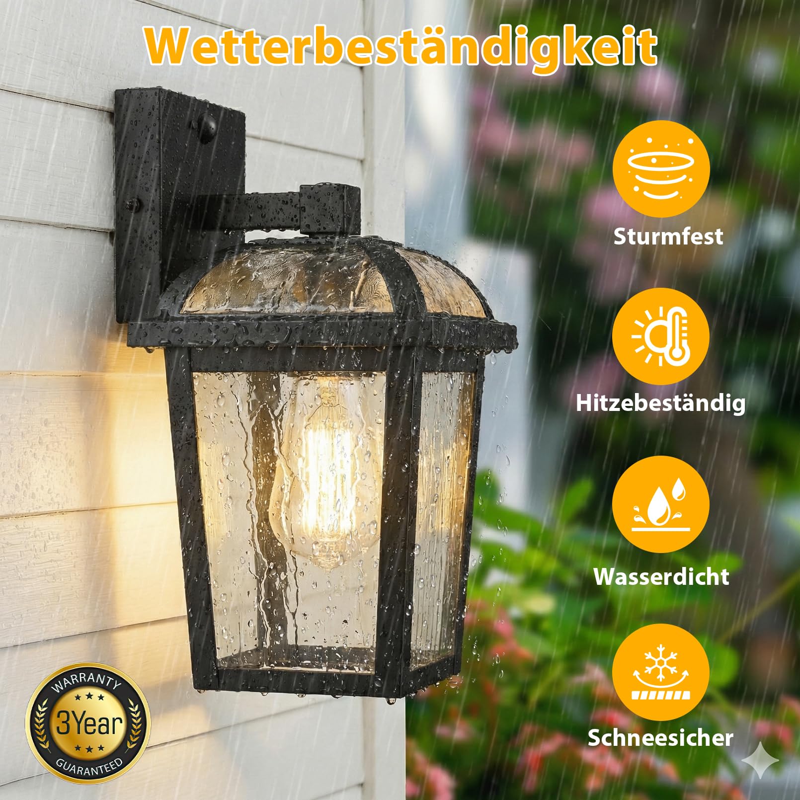 Außenlampe mit Bewegungsmelder, 3 Beleuchtungsmodi Wandleuchte Aussen | OYKYOHEI Aussenlampe mit Bewegungsmelder, Wasserdichtes Außenleuchte Wandleuchte Außen Ausenbeleutung für Haus,E27 Glühbirnen