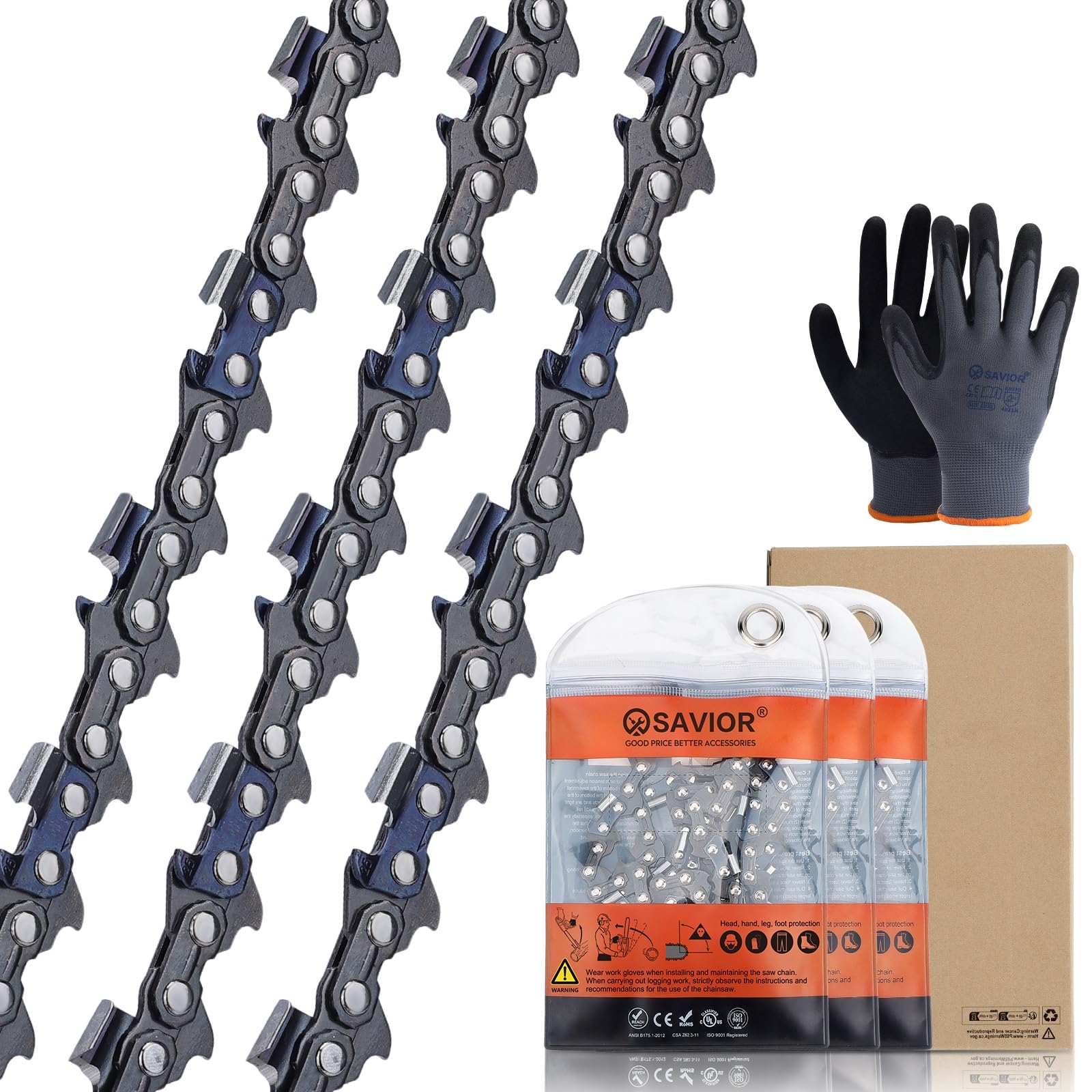 Amazon.com: Savior 3Pack 20 Inch Chainsaw Chain 3/8