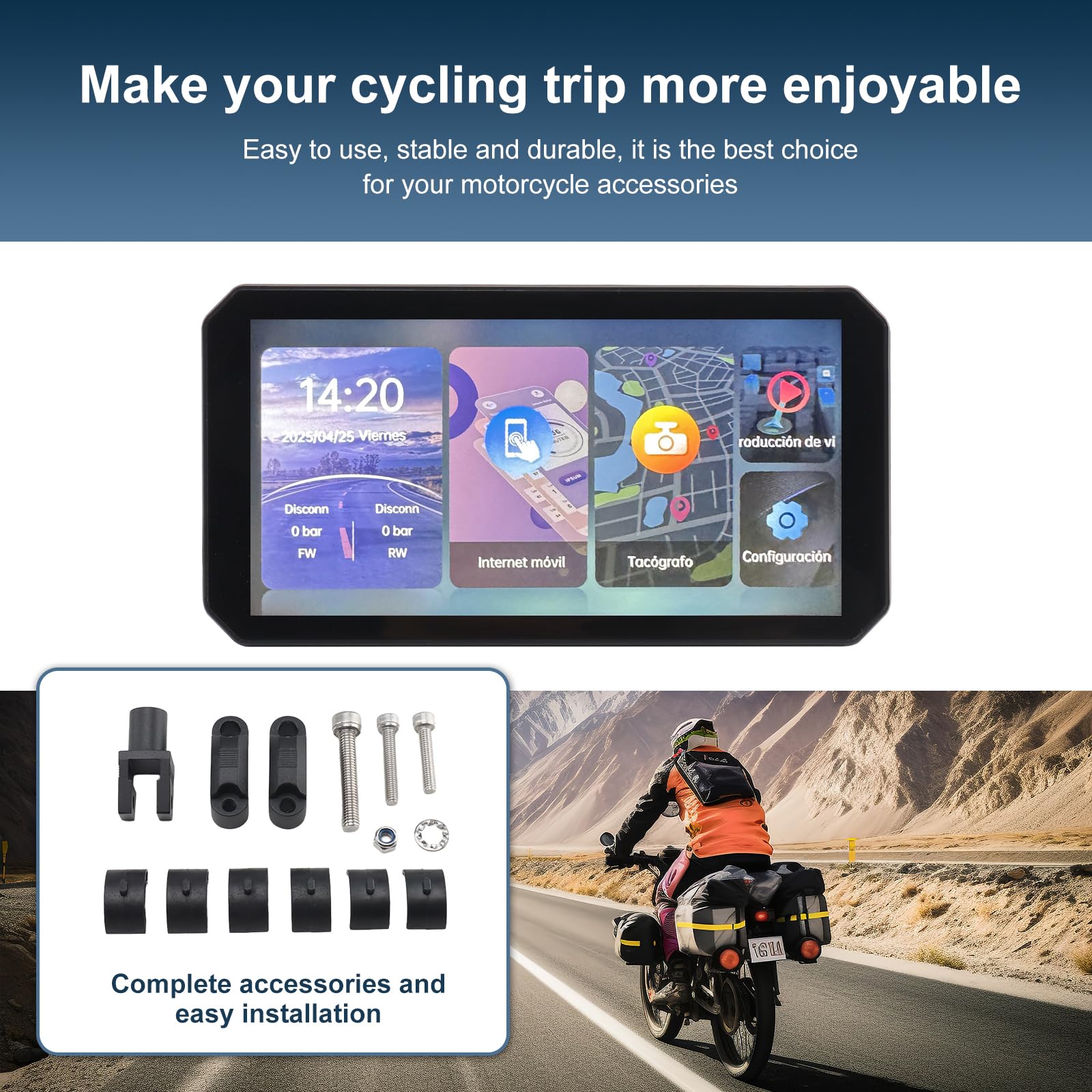 Navigatore Moto CarPlay 6 Pollici Schermo Senza Fili Android Auto GPS Impermeabile IP67 64GB