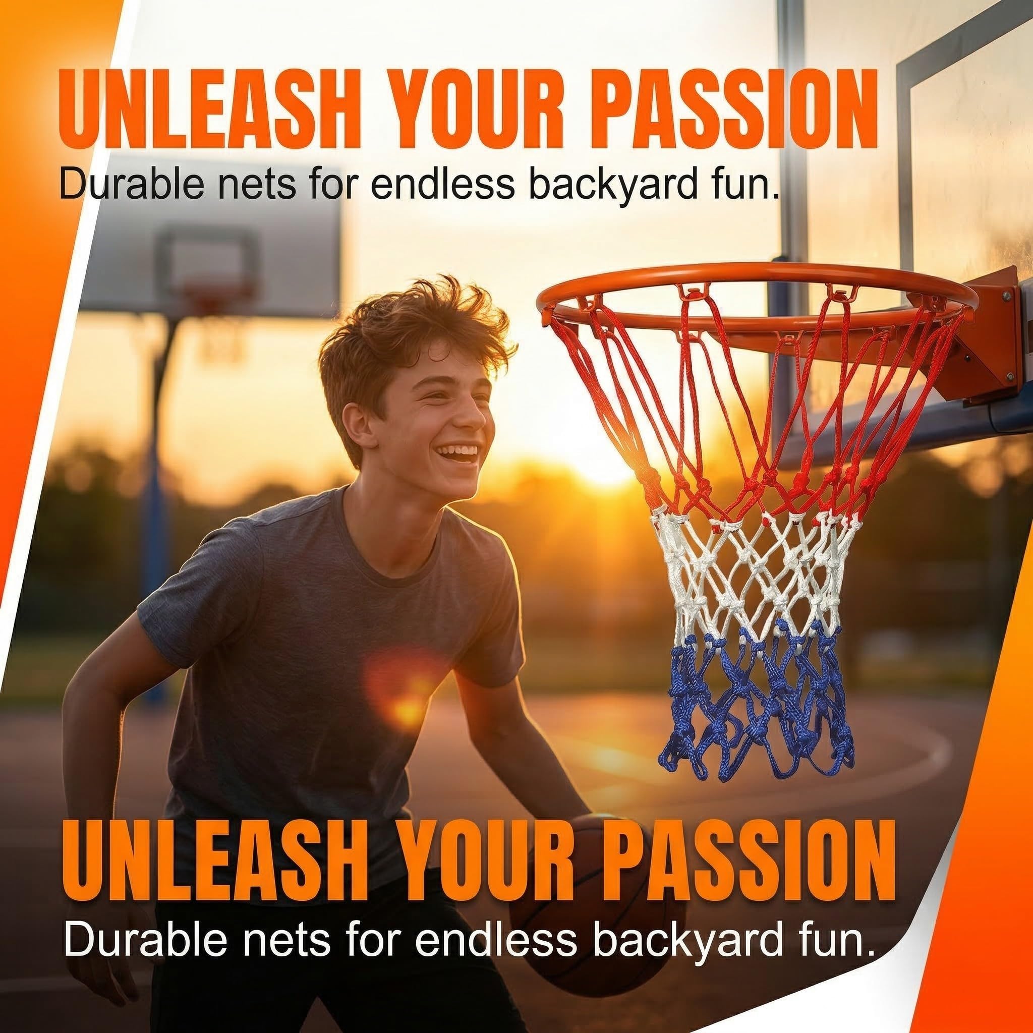 4 Piezas Red de repuesto para baloncesto de tamaño pequeño, para cestas de 20 a 26 cm, 8 trabillas, para intercambiar redes interiores y exteriores