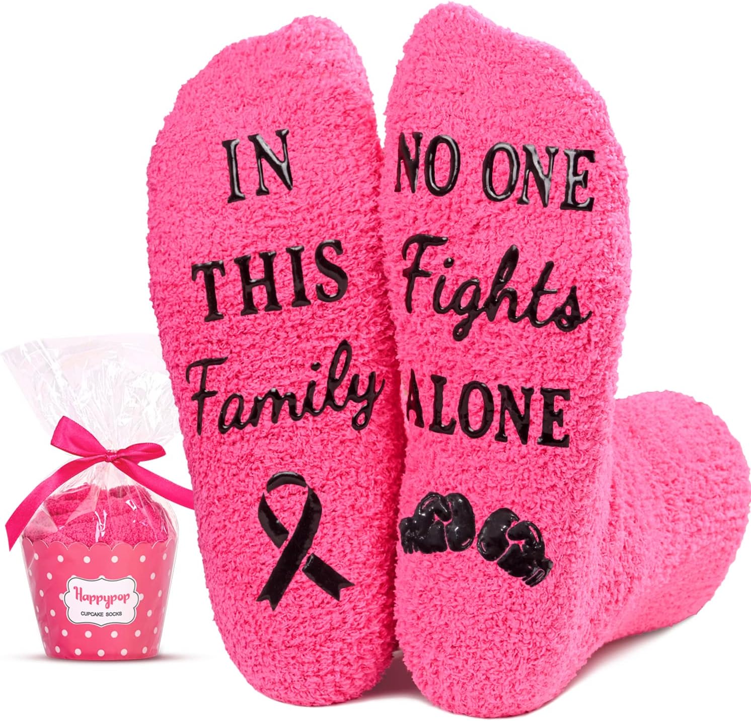 HAPPYPOP Breast Cancer Sock Women - Gift for Cancer Awareness Chemo Comfort Patient Survivor