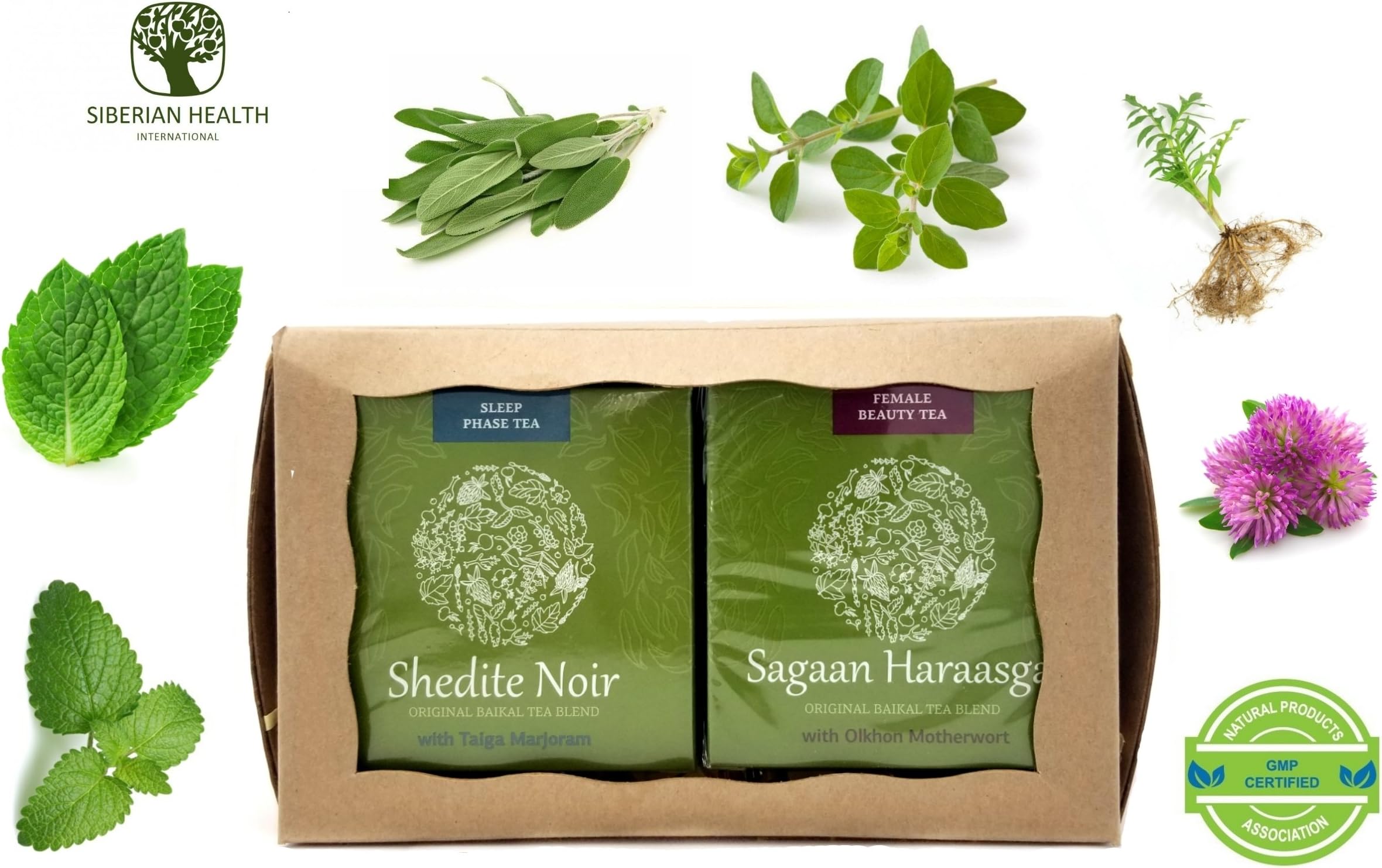 Tea Sets for Women Beauty & Sleep - Natural Organic Stress Relief and Herbal Chamomile Assortment Variety Gift, 2 Packs, 60 Tea Bags by Siberian Health (Beauty & Sleep)