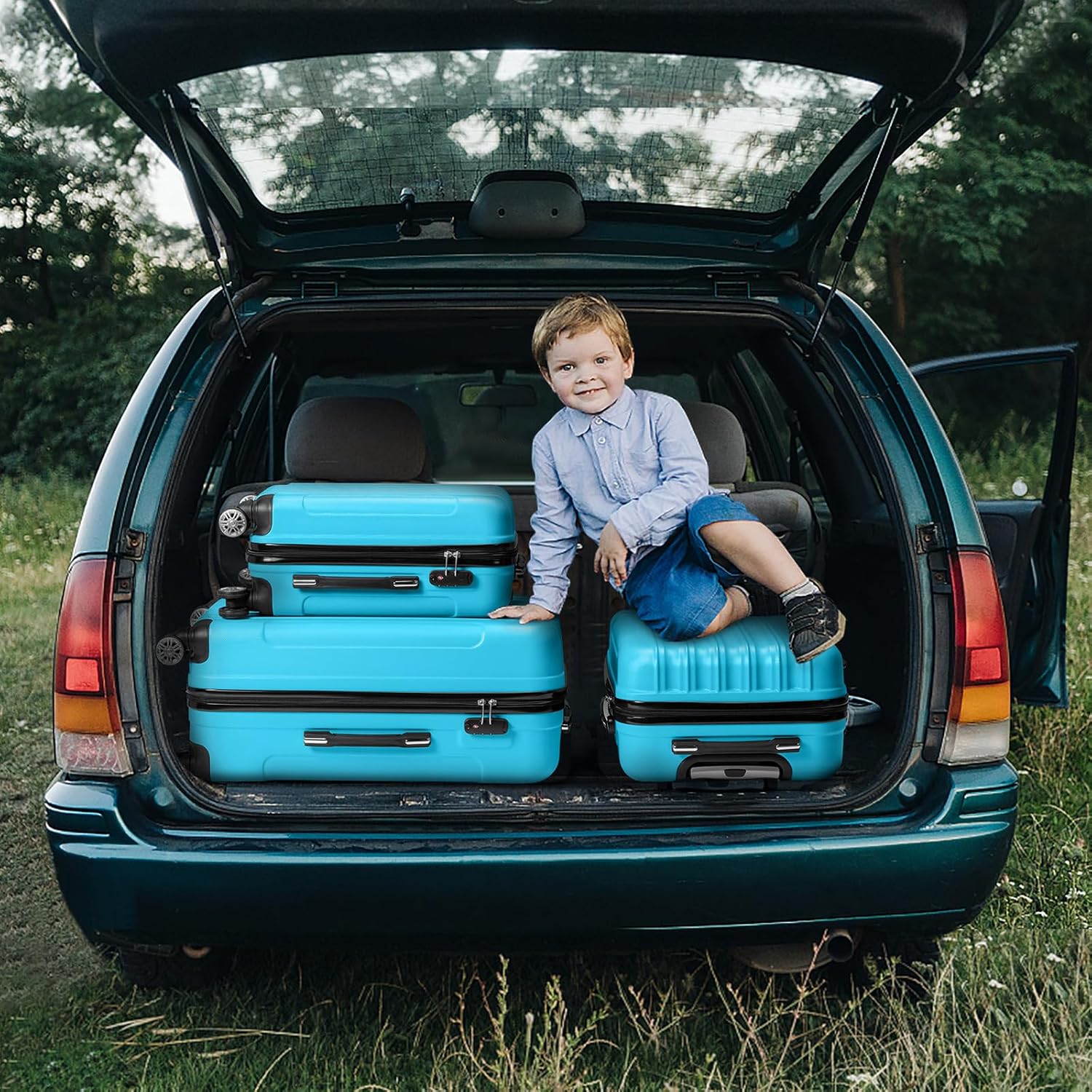 Karl home Luggage Set of 3 Hardside Carry on Suitcase Sets with Spinner Wheels & TSA lock, Portable Lightweight ABS Luggages for Travel, Business - Blue (20/24/28) - Image 8