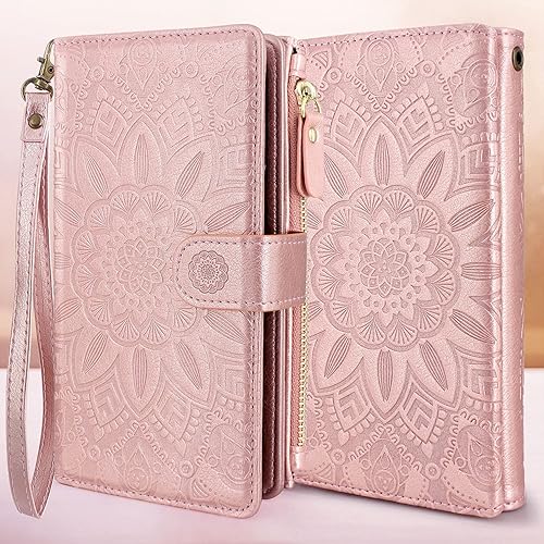 Miniatura 2 de Harryshell - Funda de piel magnética, desmontable con cremallera, bolsillo para monedas y efectivo, 12 ranuras para tarjetas, correa de muñeca, para