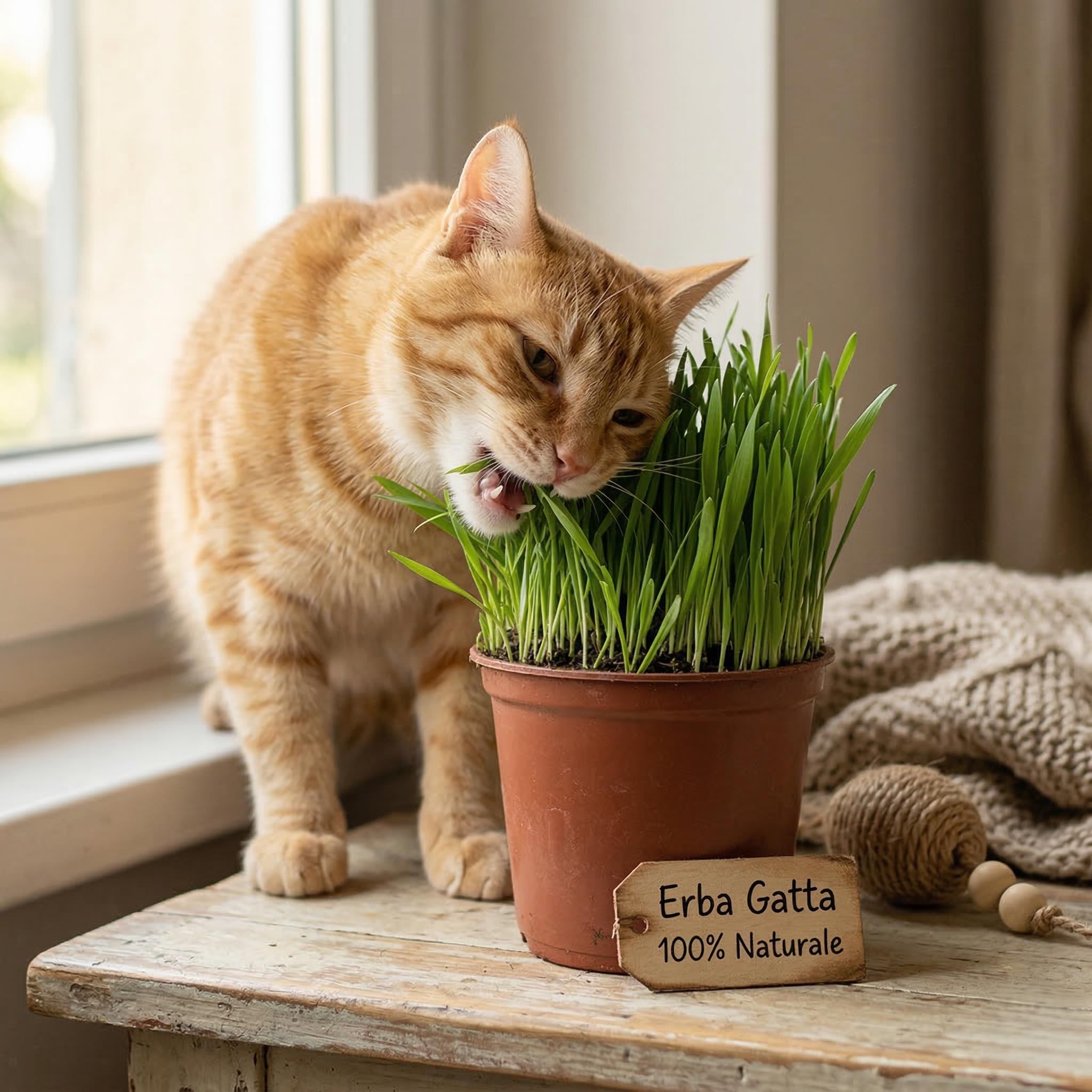 VANDAS Erba per Gatti – Pianta in Vaso 14 cm | Pronta al Consumo | Naturale e Sicura Senza Pesticidi | Uso Interno ed Esterno (3)