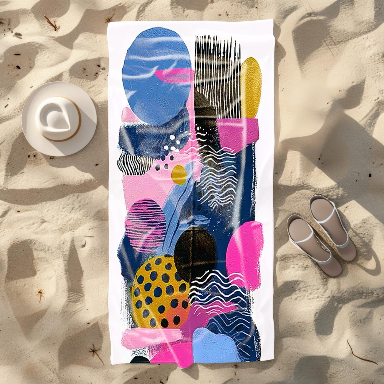 Genérico Toalla Playa 90X180 Patrón Amarillo Rosa Azul Grande Toallas de Playa Microfibra Ligera Secado Rápido Sin Arena para Mujer Hombre Viajes Vacaciones Natación Camping