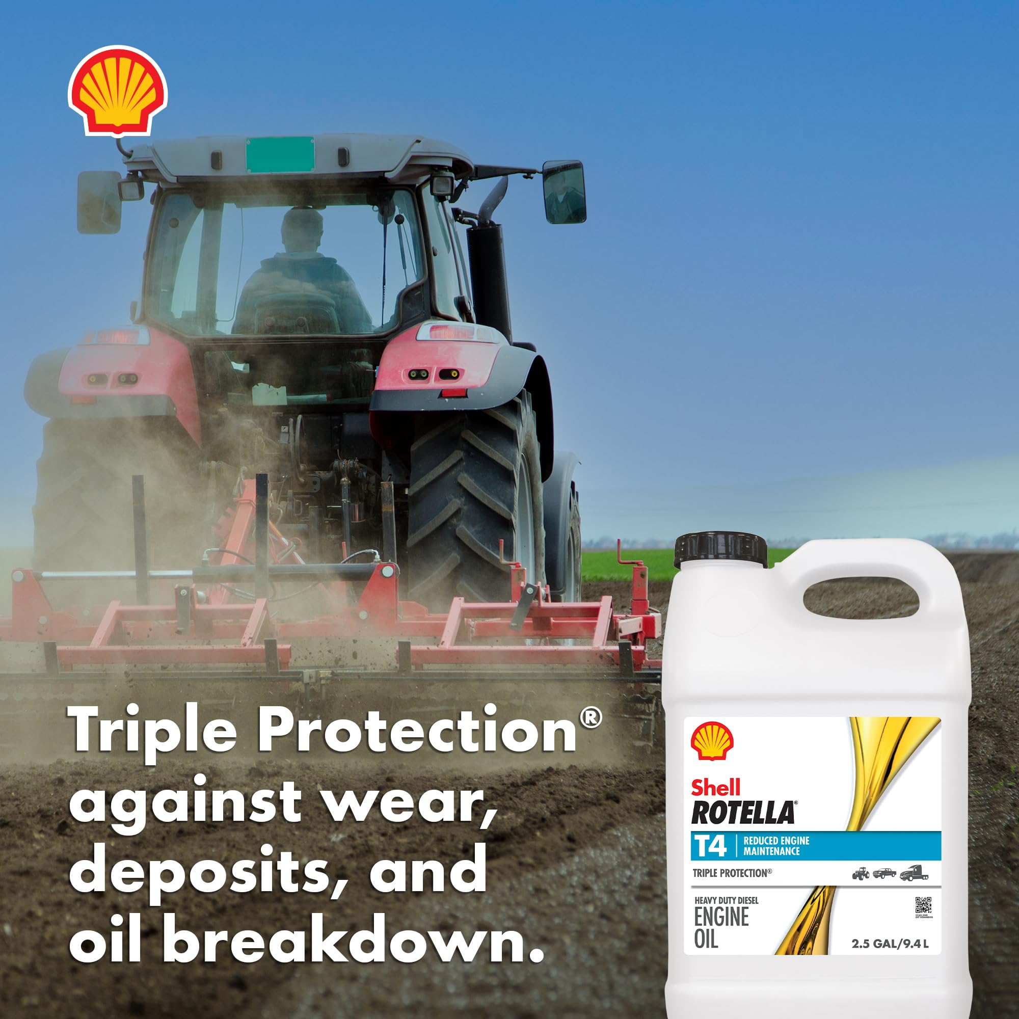 Shell Rotella T4 Triple Protection 15W-40 Diesel Engine Oil 2.5 Gallon product thumbnail 7