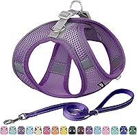 Vista 17 de AIITLE Arnés para perro, arnés sin tirones con correa, chaleco reflectante ajustable para perro, arnés para gatos a prueba de escape, caminar al