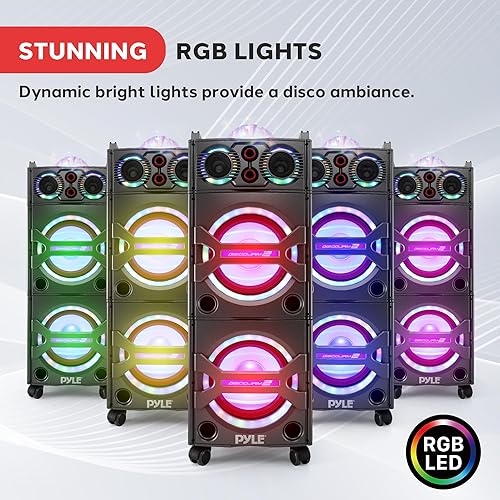 Miniatura 3 de Pyle PSUFM1043BT - Sistema de altavoces PA Bluetooth portátil Bluetooth de 2000 W con alimentación activa para exteriores, sistema PA portátil