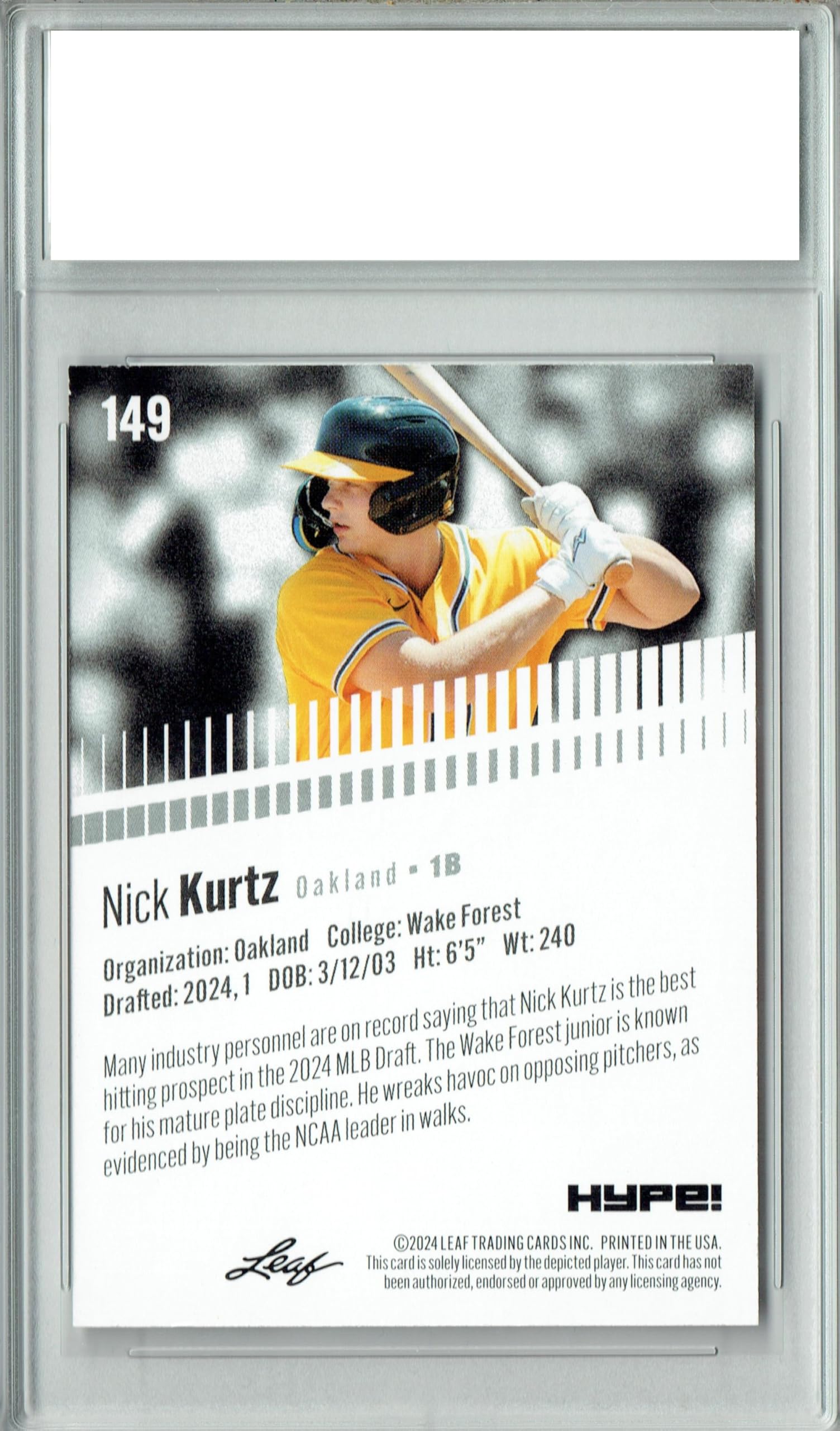 Amazon.com: Certified Mint+ Nick Kurtz 2024 Leaf Hype #149 Only