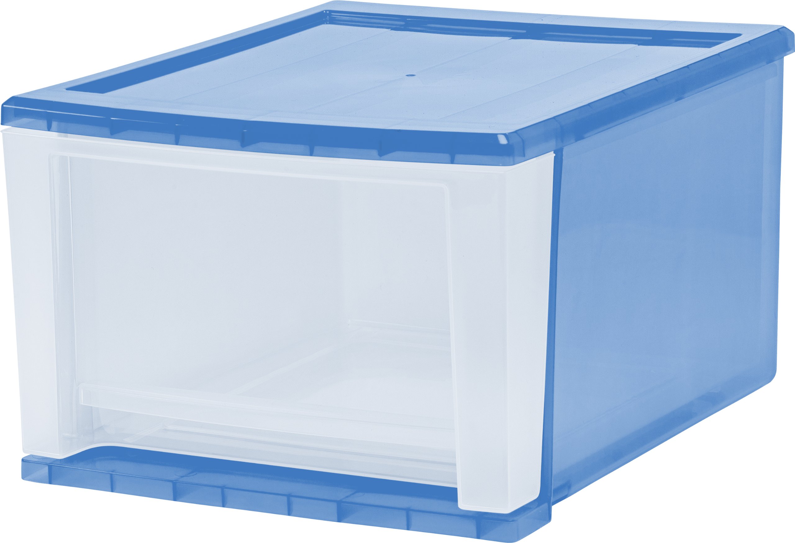 IRIS 17 Quart Stacking Drawer, 4 Pack, Blue
