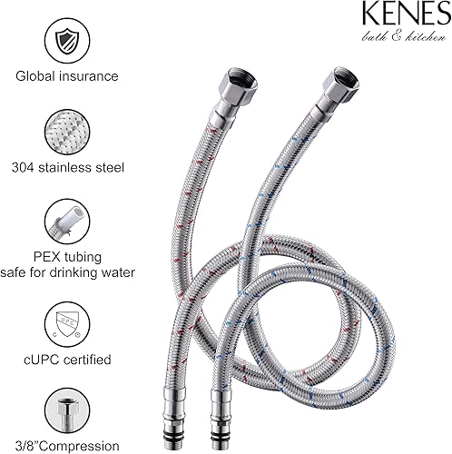 Miniatura 9 de KENES Grifo de baño generalizado de oro cepillado 2 manijas Grifos de lavabo de baño 3 agujeros, oro de 8 pulgadas 3 piezas grifo de tocador con