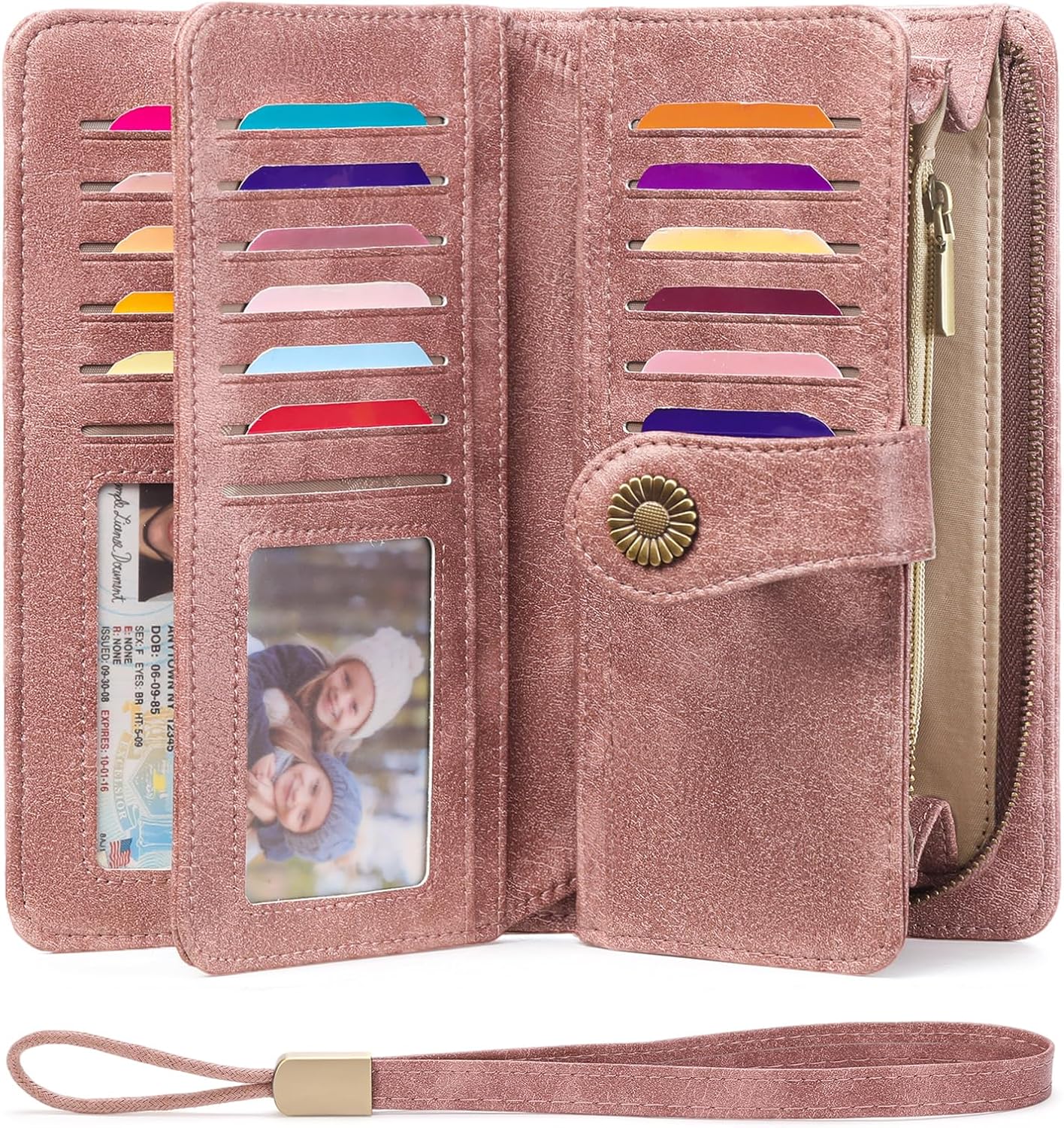 FALAN MULE Women Leather Wallet Large Capacity Bifold RFID Blocking Card Holder with Zipper Coin Pocket - Image 2