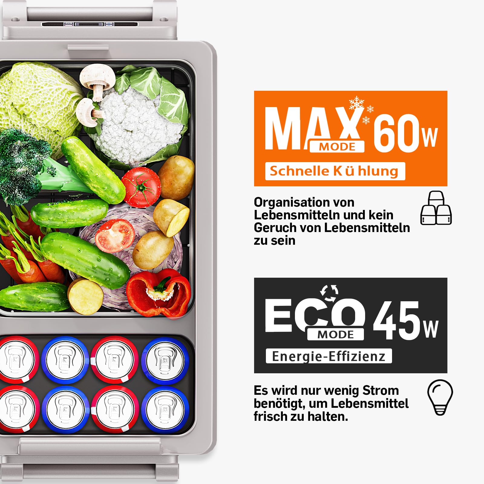 EUHOMY Kompressor Kühlbox 49.4L, Kühlbox Auto Kompressor mit 12/24V DC & 240V AC, tragbarer Kühlschrank Gefrierschrank Kühlschrank Kühler für Auto, RV, Camping, Reisen, Angeln, Outdoor oder Home Use