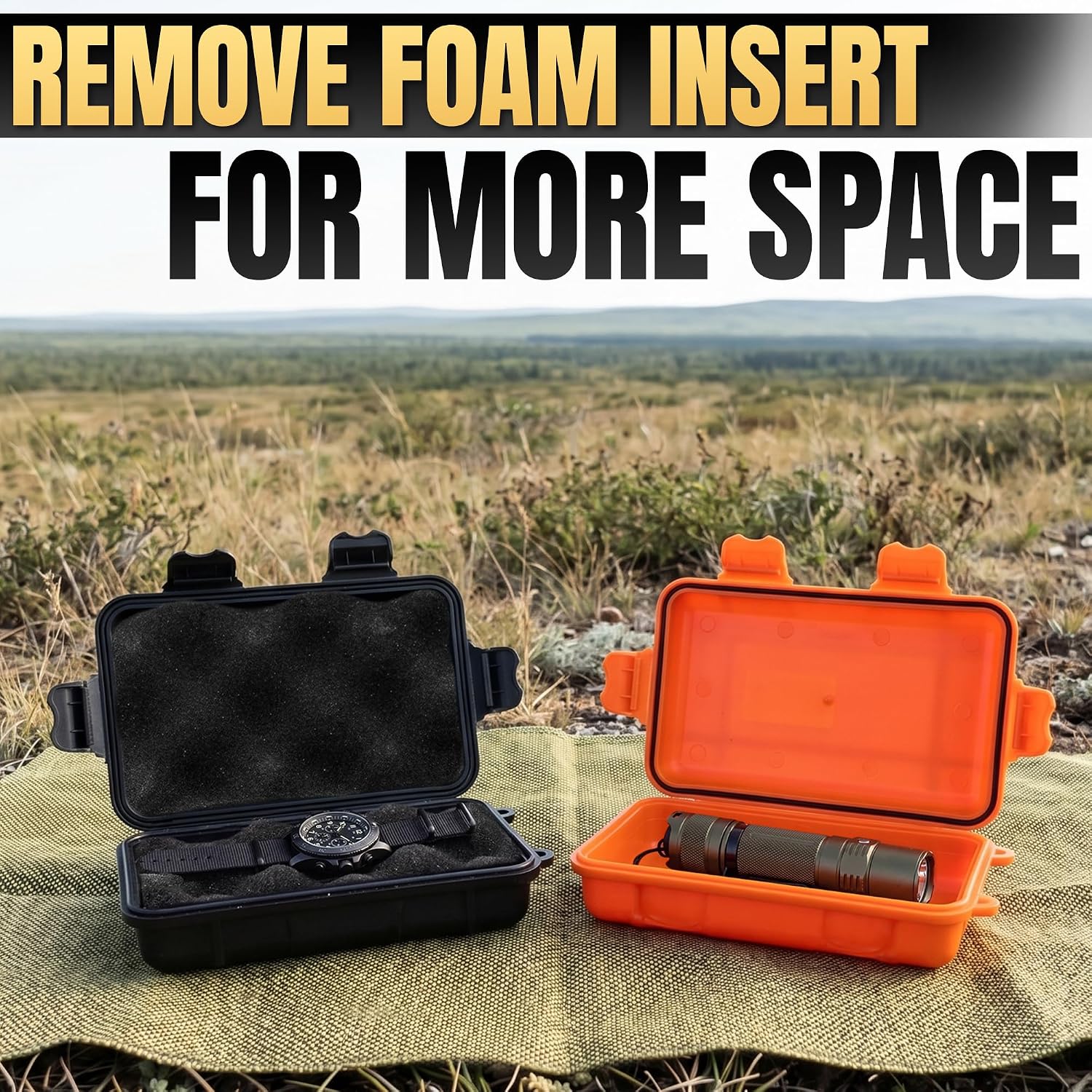 2 Pcs Small Waterproof Box – Compact Size, Lightweight, Easy to Carry Dry Storage Box 4.92x2.95x1.53" – Small Waterproof Case with Foam Insert for Broadhead Storage, Hiking, Travel Use & Camping Gear