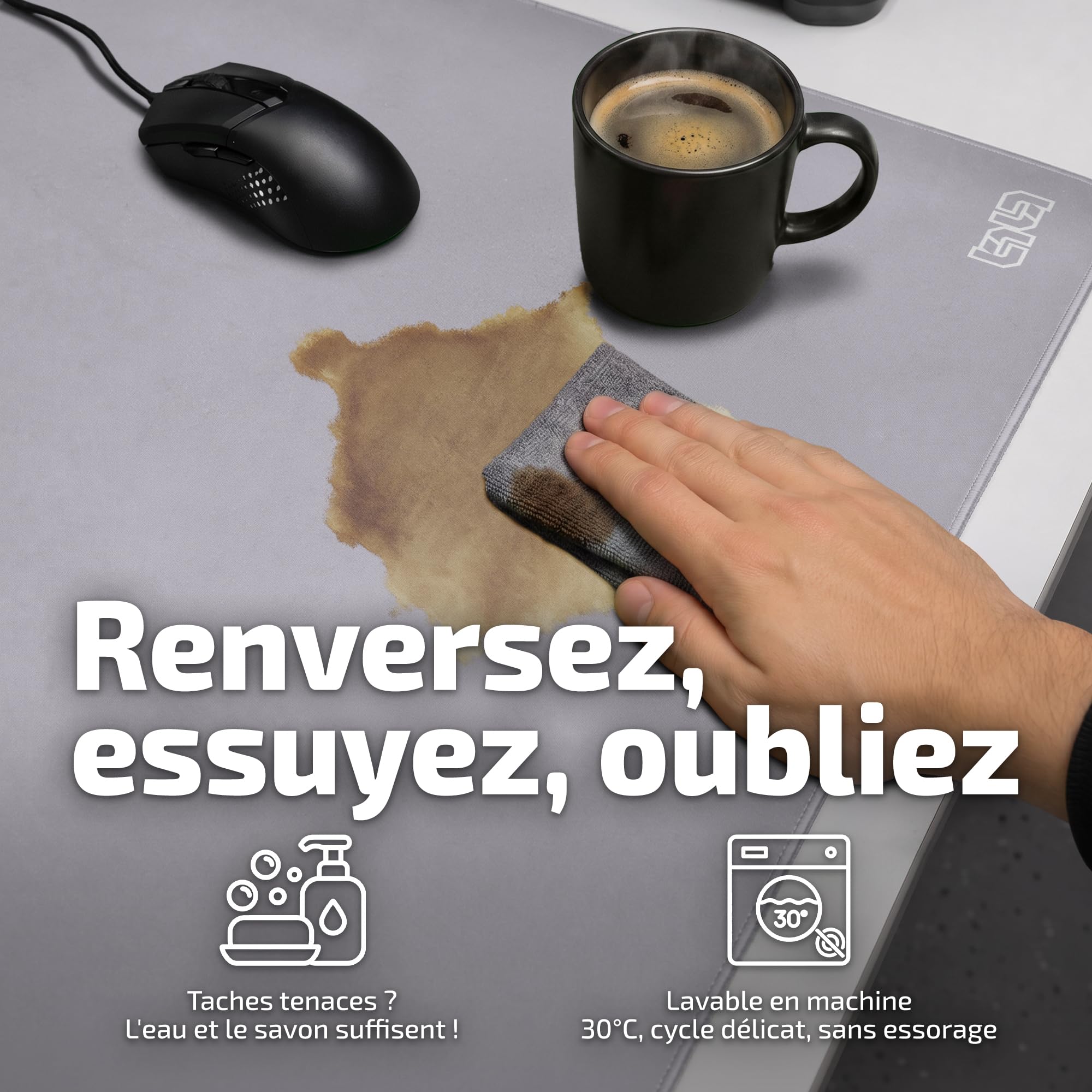 Tilt Grand Tapis de Souris Gamer XXL 90x40 cm | Tapis de Bureau Gaming Anti-Dérapant | Mouse Pad Imperméable pour PC et Accessoires Gaming | Tapis de Clavier (Pearlescent Fog)