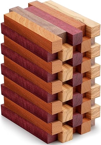 Qilery 50 piezas de bolígrafos de madera exótica suministros de torneado de manualidades, kit de torneado de bolígrafos, nogal negro, madera de