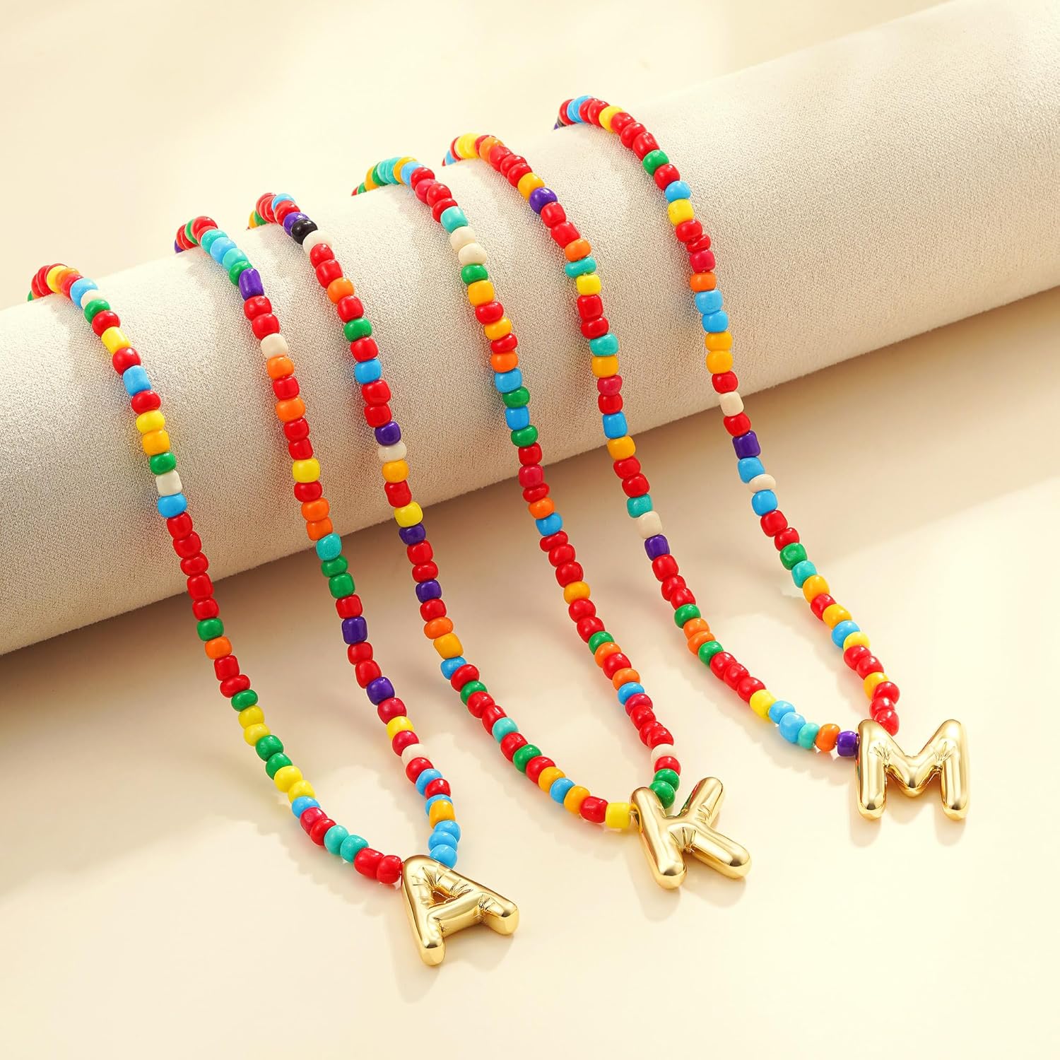 Colorful Initial Necklaces for Girls Women Kids - Teen Girls Gifts Trendy Beaded Bubble Initial Letter Necklace Dainty Gifts Choker Necklace for Girl Jewelry - Image 5