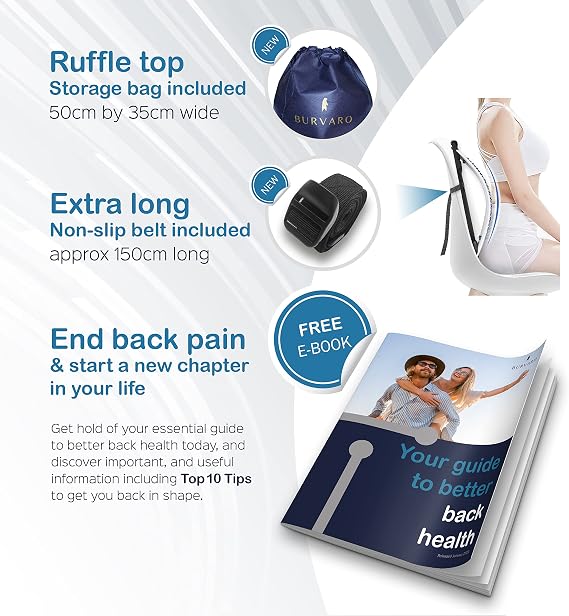 Back Stretcher Pro New Edition, Back Pain Relief & Back Stretcher Massager - Corrects Posture, for Circulation & Flexibility - with Strap - Black & Salt Blue Spine Board