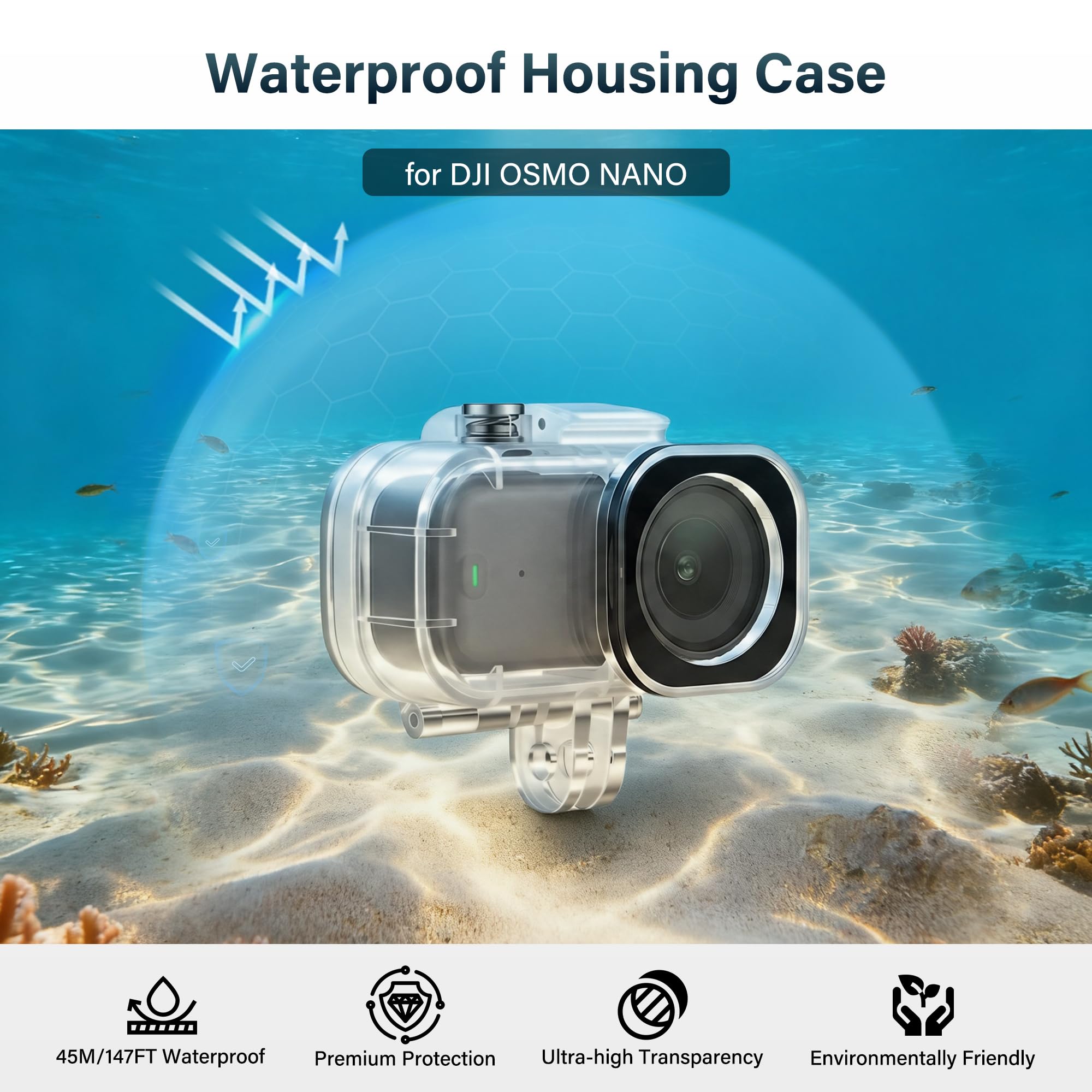 Walking Way Custodia Impermeabile per DJI Osmo Nano, Alloggiamento Subacqueo, Supporta Immersioni fino a 45m con Supporto a Sgancio Rapido e Accessori a Vite, per l'Unità Fotocamera Principale