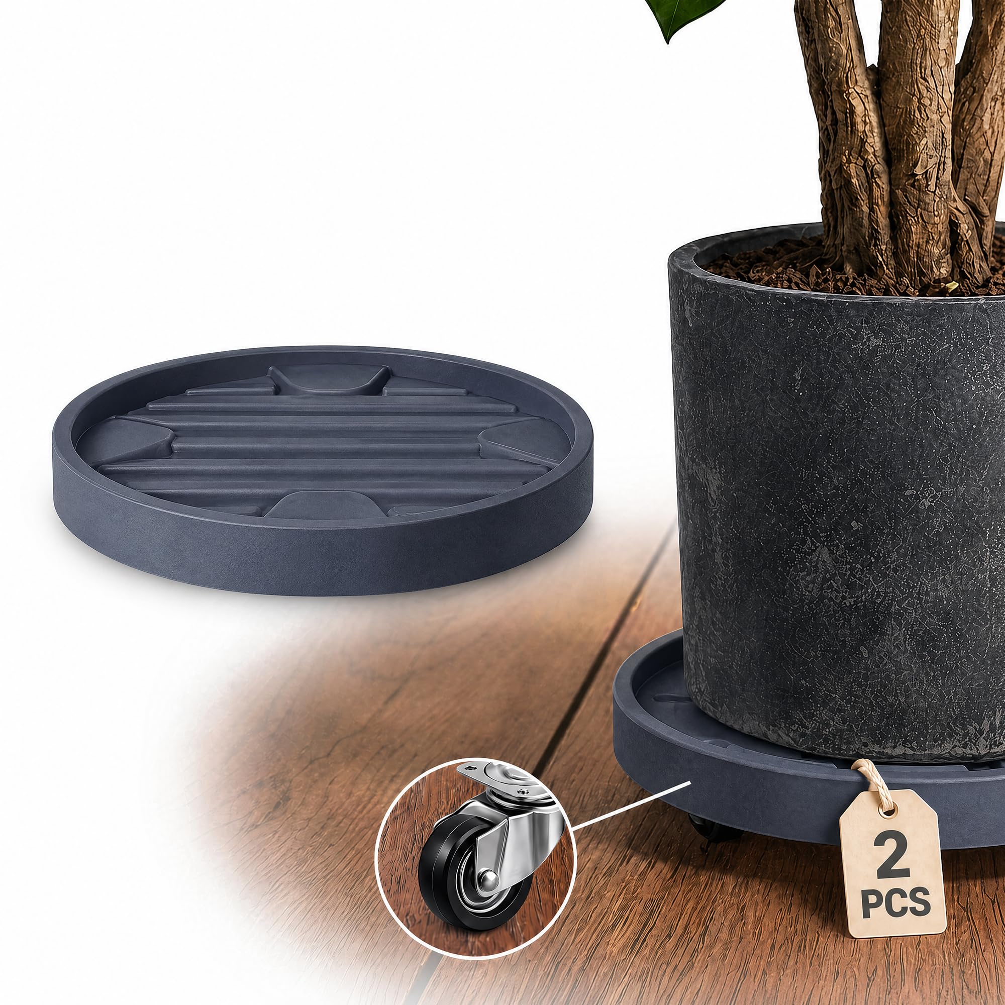 Dcpes 15.5Inch Plant Caddy with Hidden Wheels