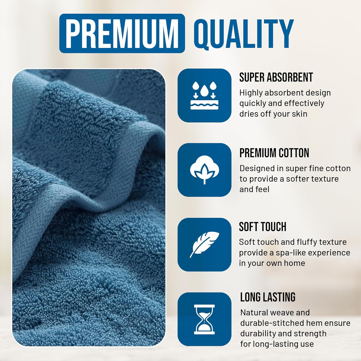 Oversized Bath Towels - 36 x 72 Extra Large Organic Cotton Bath Sheets for Adults | Jumbo Hotel-Size, Ultra Absorbent & Soft | 2 Pack - Image 3