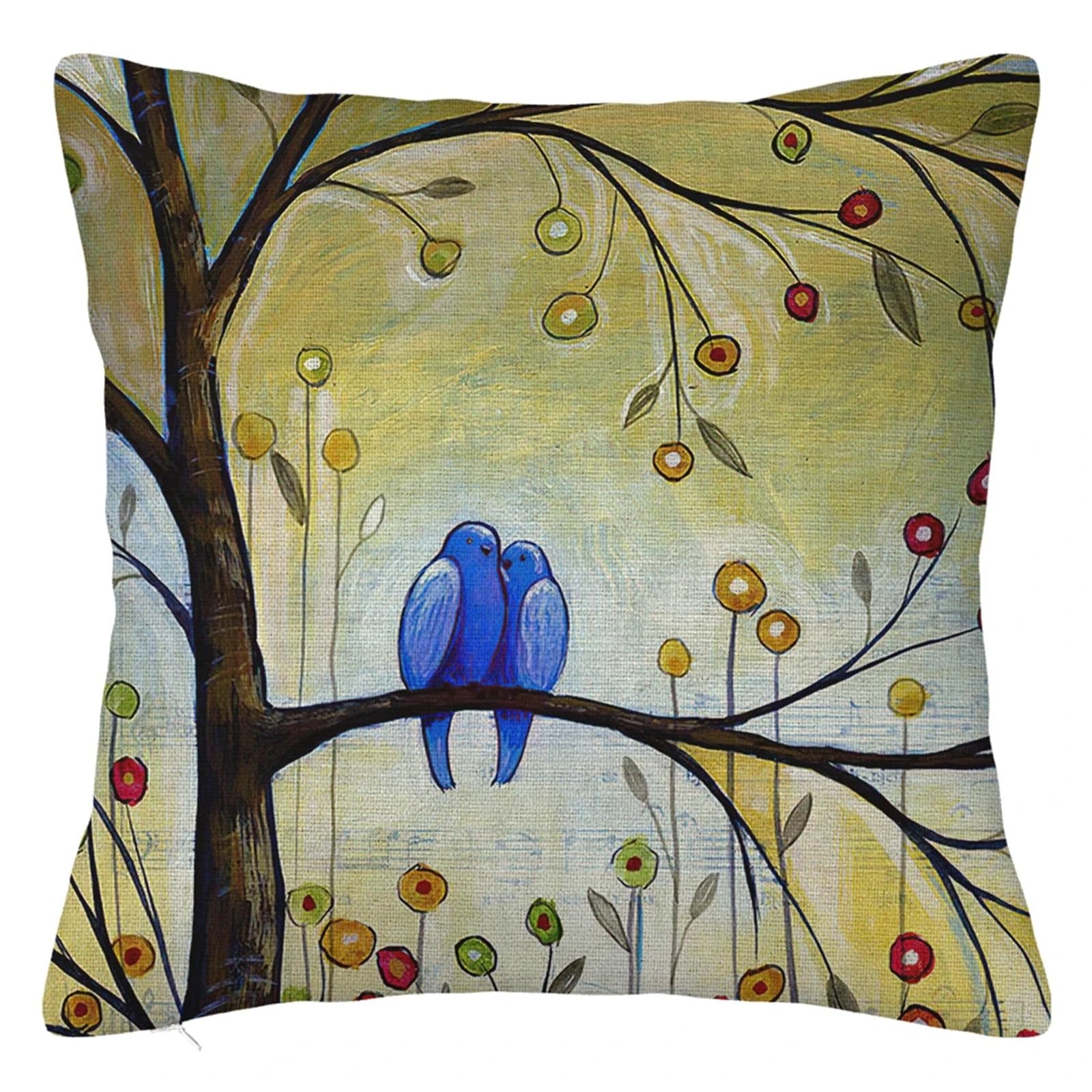 SHBHWS Branch Bird Flower Linen Pillowcase Sofa Cushion Cover Home Decoration 40x40 50x50 60x60 45x45 For Living Room Sofa(Color 16,500mm*500mm)