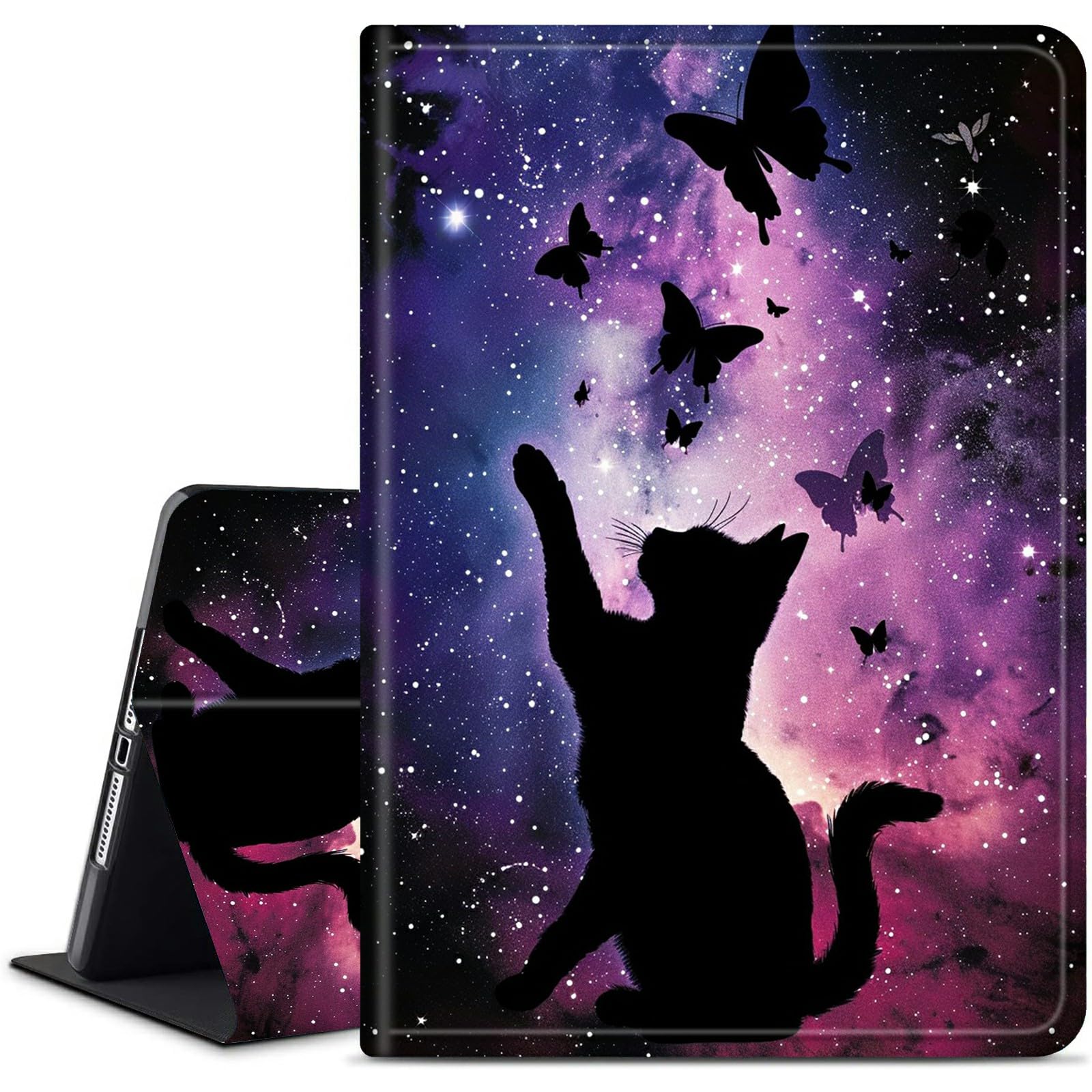 Dikoer for Amazon Kindle Fire HD 10 & HD 10 Plus 10.1" Kickstand Case (13th Generation 2023 Release), PU Leather Multiple Viewing Angles Stand Smart Cover with Auto Wake/Sleep, Purple Cat