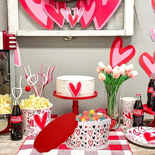 Miniatura 2 de Recipiente de plástico para galletas de San Valentín con tapas festoneadas, recipientes redondos para galletas, dulces, regalo, cajas de regalo para