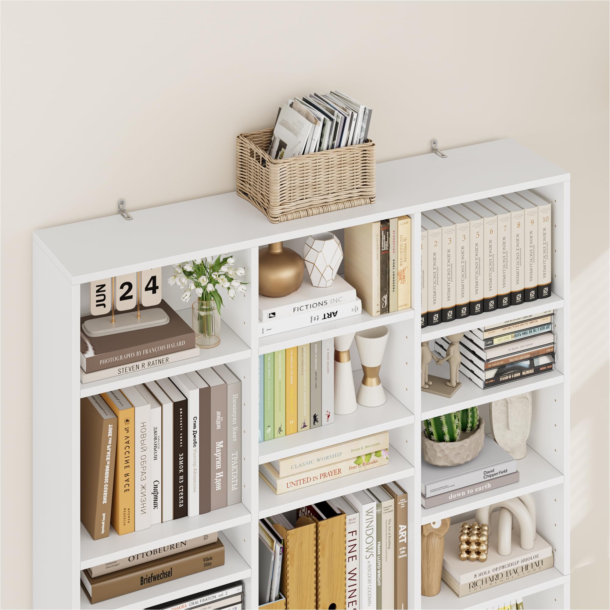 FirFurd Bibliothèque 190 cm Bibliotheque Meuble de Rangement avec 27 Étagères Bibliothèques pour Salon Bureau Cuisine Chambre Étagères Réglables 102.5x23.5x190cm