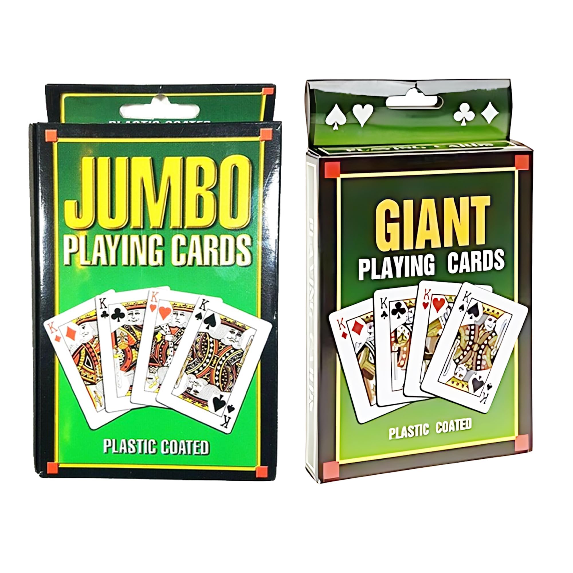 Venuscello Jumbo & Giant Playing Cards Set – Plastic Coated Waterproof Large Decks for Kids & Adults, 52 Cards & 2 Jokers Each, Ideal for Travel, Family & Party Games