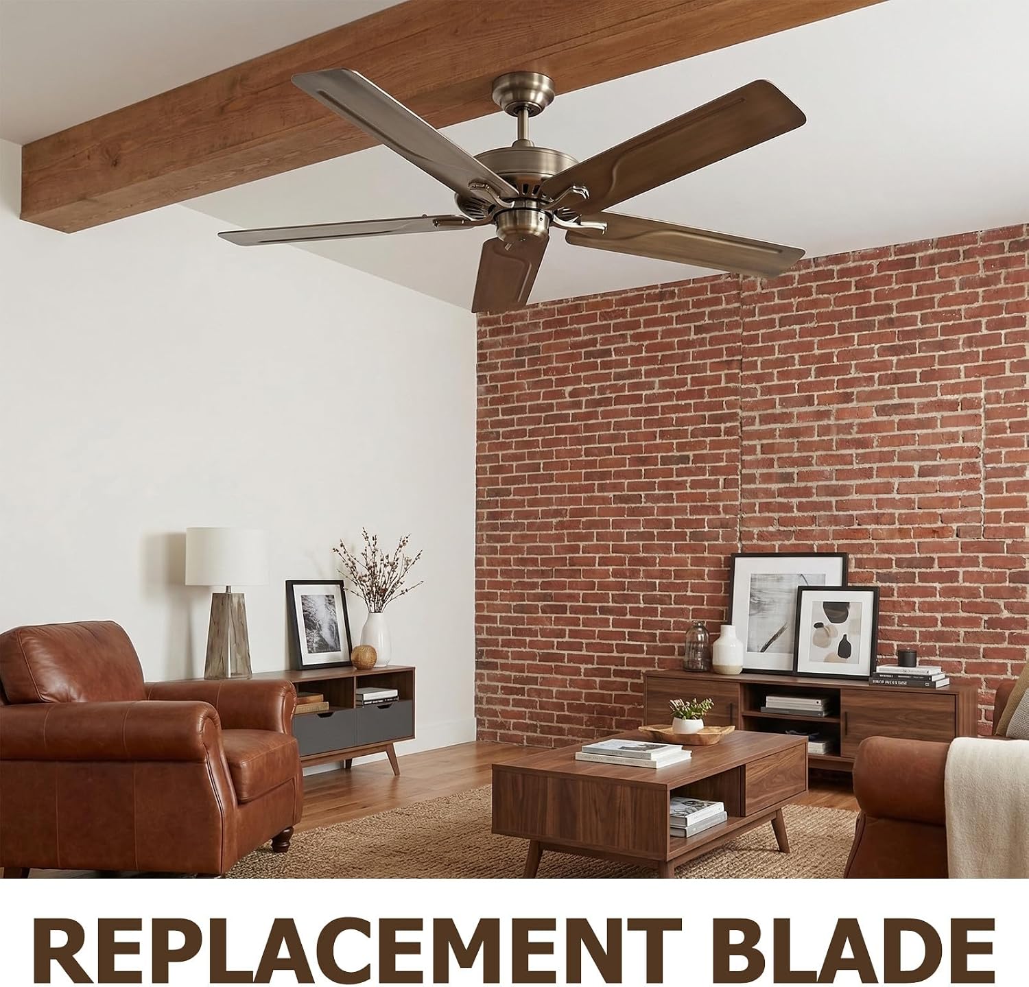 Replacement Ceiling Fan Blade - 16.54 Inch Long Decorative Simulation Wood Grain Blade - Fit 42 Inch Indoor Ceiling Fans Repair Accessories (Golden)