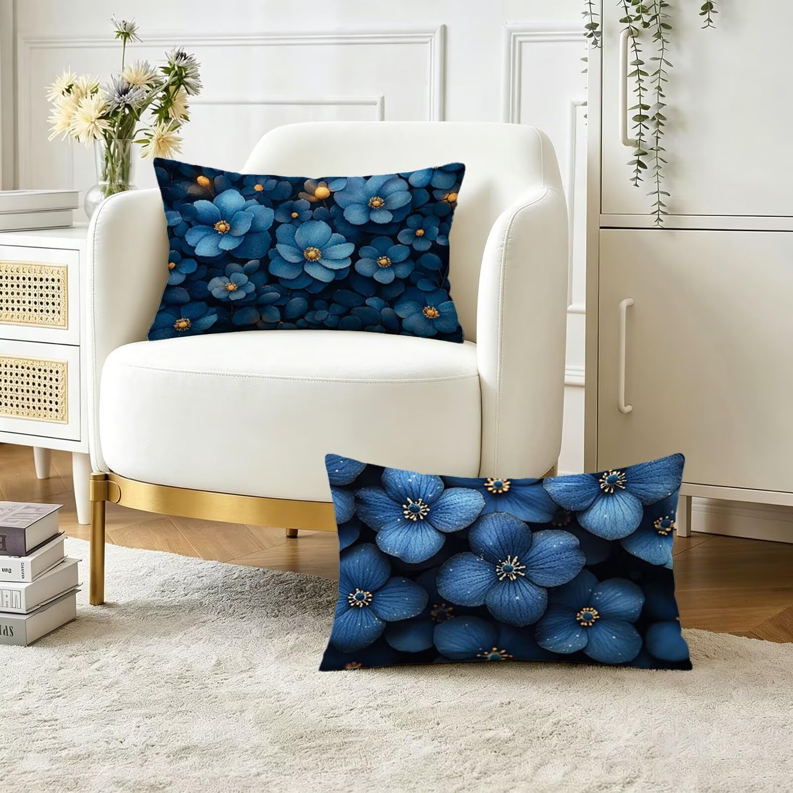 Coussin extérieur imperméable bleu housse coussin 40x80 taie oreiller salon de jardin