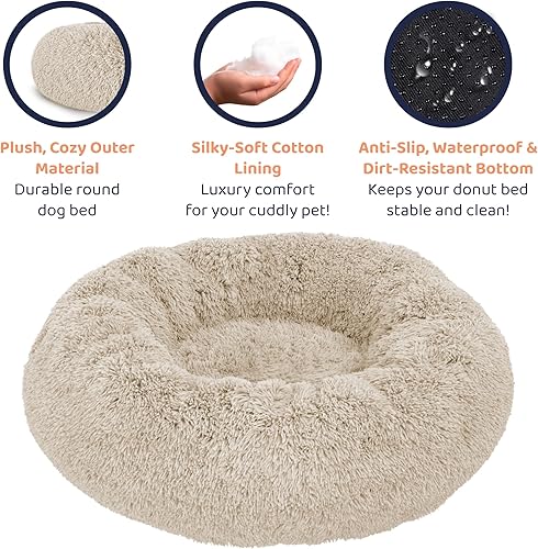 Miniatura 4 de Cama para perros con forma de dona, comodidad prémium para aliviar la ansiedad, diseño esponjoso y calmante con soporte ultra afelpado, acogedora