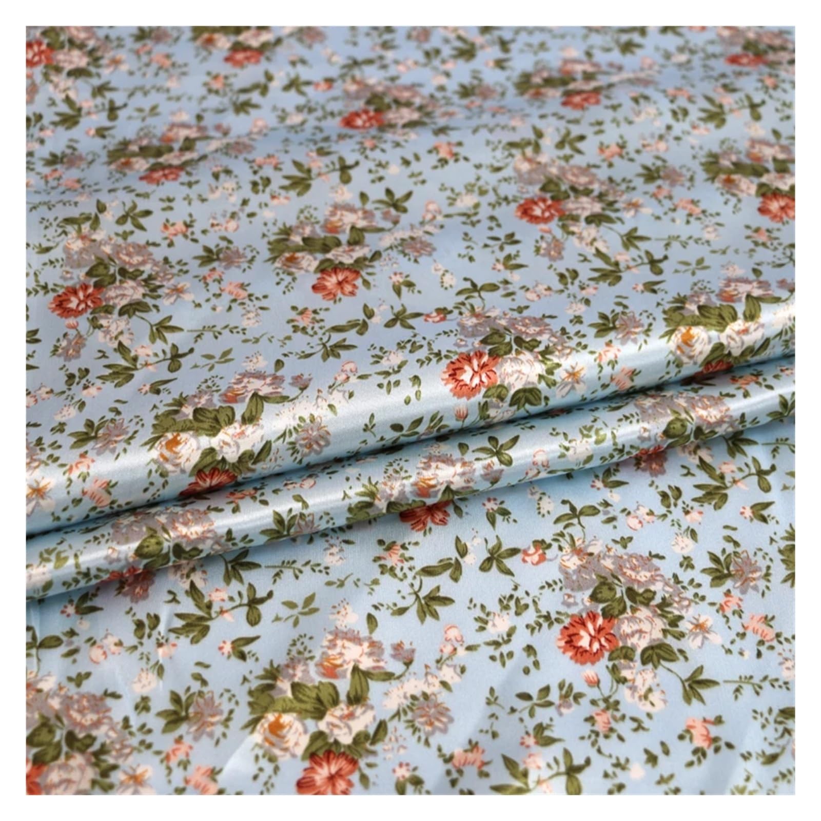 Tissu Satin Tissu d'écharpe rétro en Satin doux, 1 mètre X .48, matériau imprimé(Color 1,5 X 1.48M)