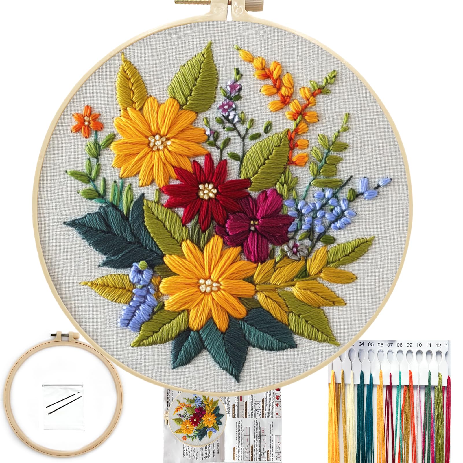 Floral Embroidery Kit - Beginner's DIY Craft -1