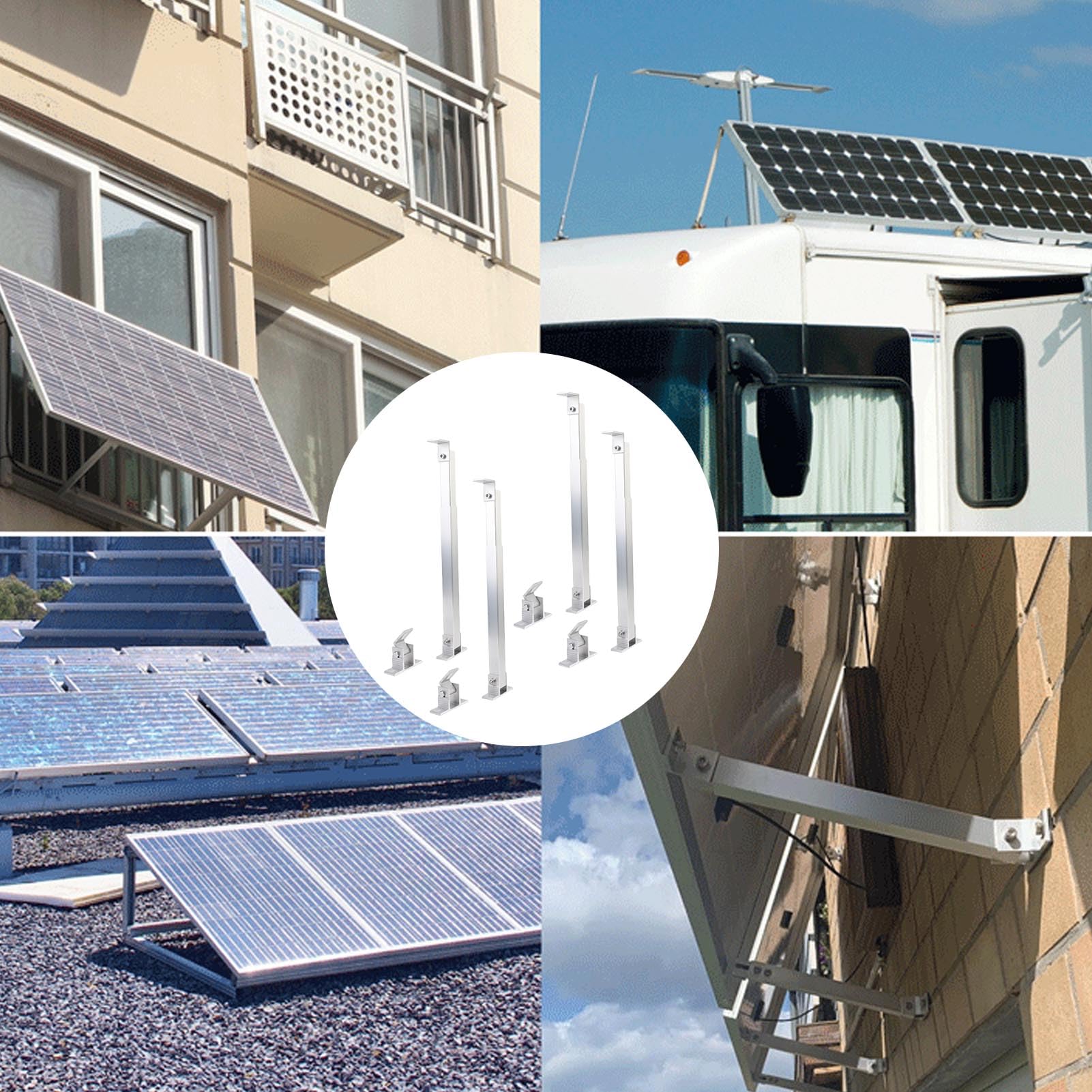 Staffa di Montaggio per Pannello Solare, Staffa di Montaggio per Pannello Solare in Lega di Alluminio, Supporto Regolabile con Regolazione da 15 a 30 e Tutti gli Accessori Necessari,
