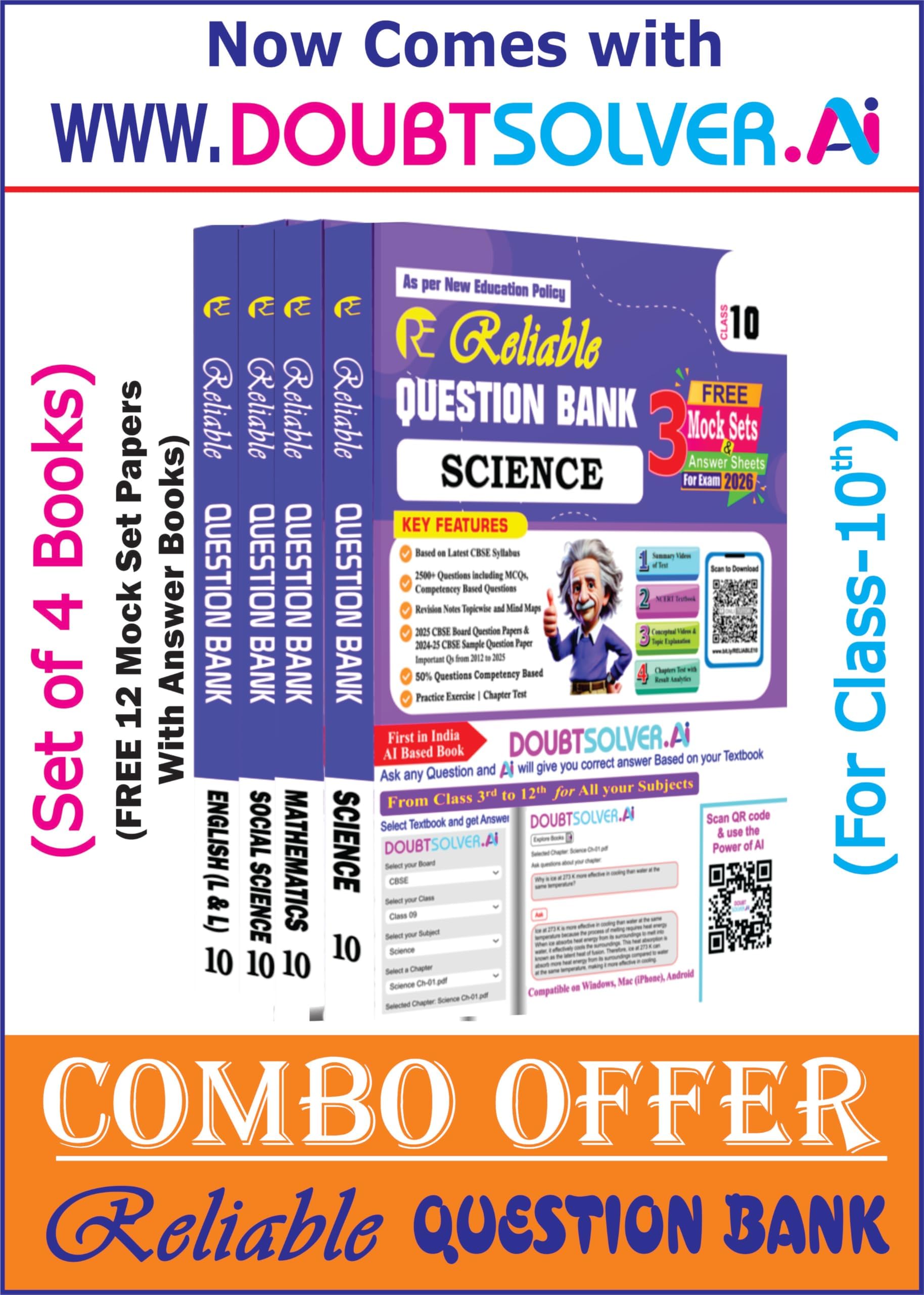 Reliable CBSE Question Bank Class 10, Super Combo Offer (For 2026 CBSE Exam), FREE AI tool https://doubtsolver.ai