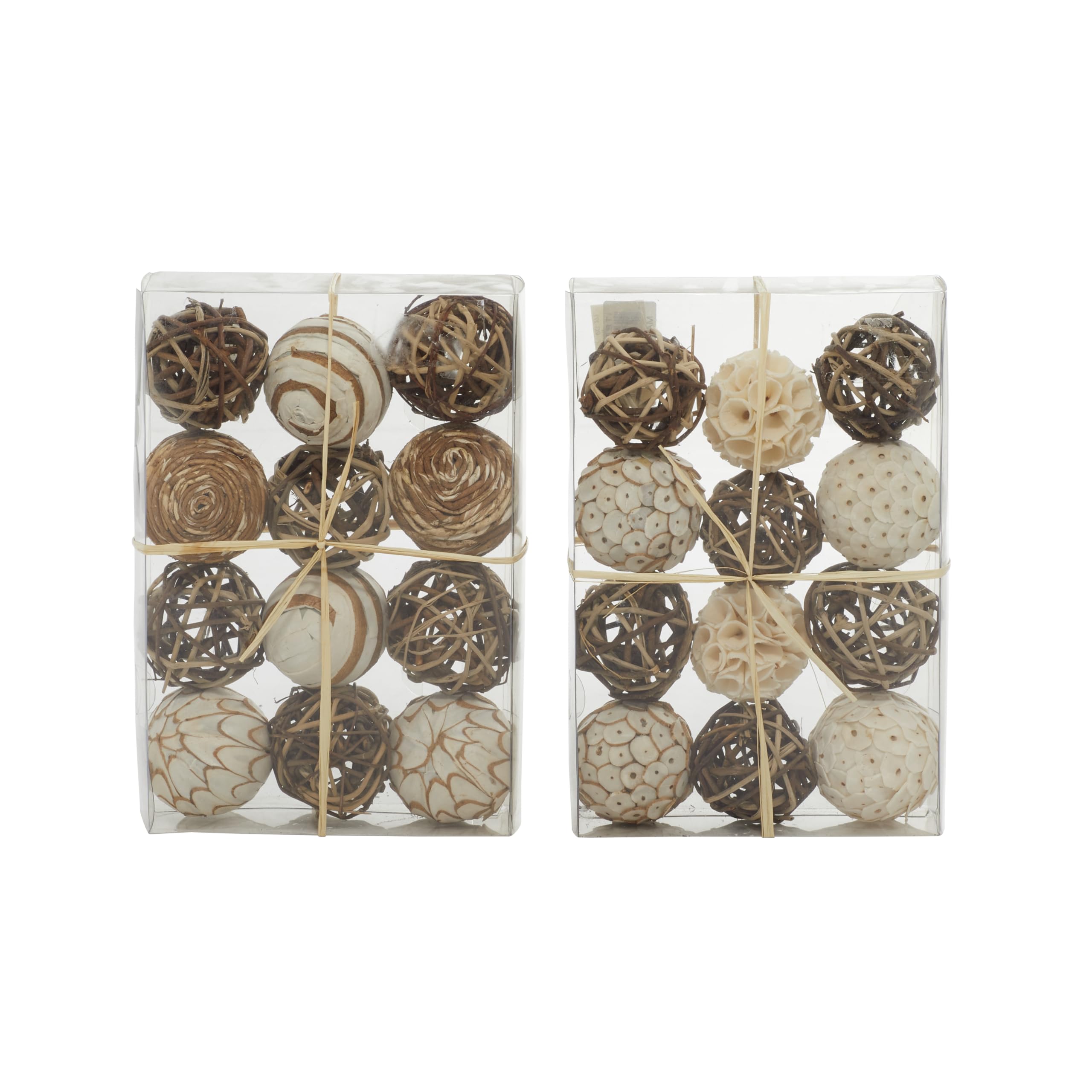 Dried Plant Handmade Orbs & Vase Filler with Varying Designs, Set of 2 10"H, 7"W, Brown