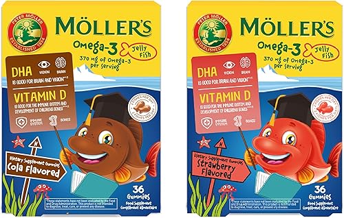 MÖLLER'S | Omega 3 cápsulas para niños | Pescado natural Omega 3 con DHA y EPA | Fácil de masticar, sin gluten, lactosa y azúcar | Paquete de 72 |