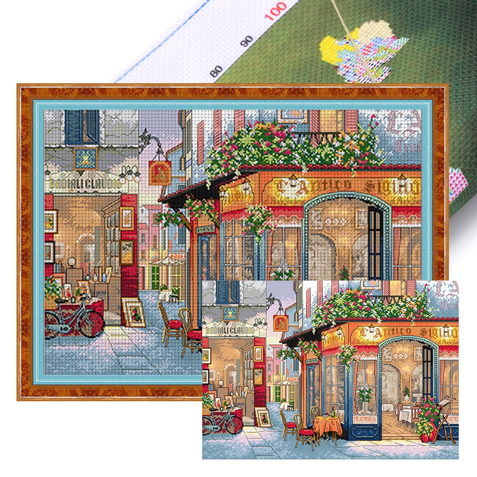 POETRYDRAW Tavern Full 11CT 3 Strands DIY Stamped Embroidery Needlepoint Starter Kits Large Size 31.5x23.23inch Cross Stitch Art and Crafts Kits for Beginners Adults Home Decor
