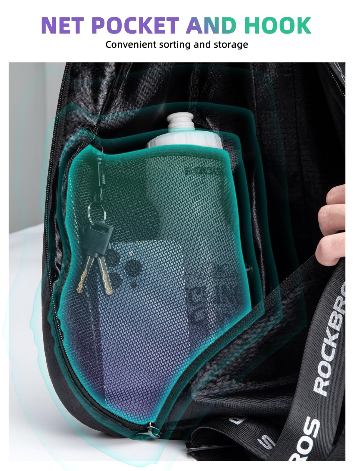 ROCKBROS Zaino per casco da motociclo Borsa per casco Borsa per casco impermeabile di grande capacità con modello a strisce riflettenti per moto Dirt Bike Motocross Biciclette da corsa ATV