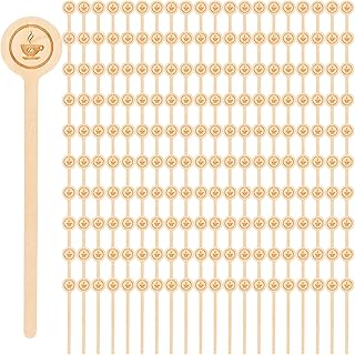 200 Pieces Wood Coffee Stirrers, 6 Inch Stir Sticks with Round Ends, Disposable Coffee Mixer Stick Drink Stirrers for Coffee Bar, Beverage, Milk, Cocktail, Tea
